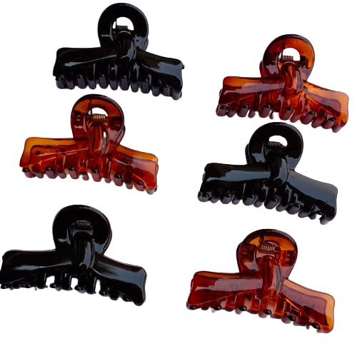 9SR SELECTION Korean Transparent Lightweight Hair Claw Clips for Women & Girls - Black & Brown (4-Pack) | Perfect for School, Work, Gym & Everyday Hairstyles