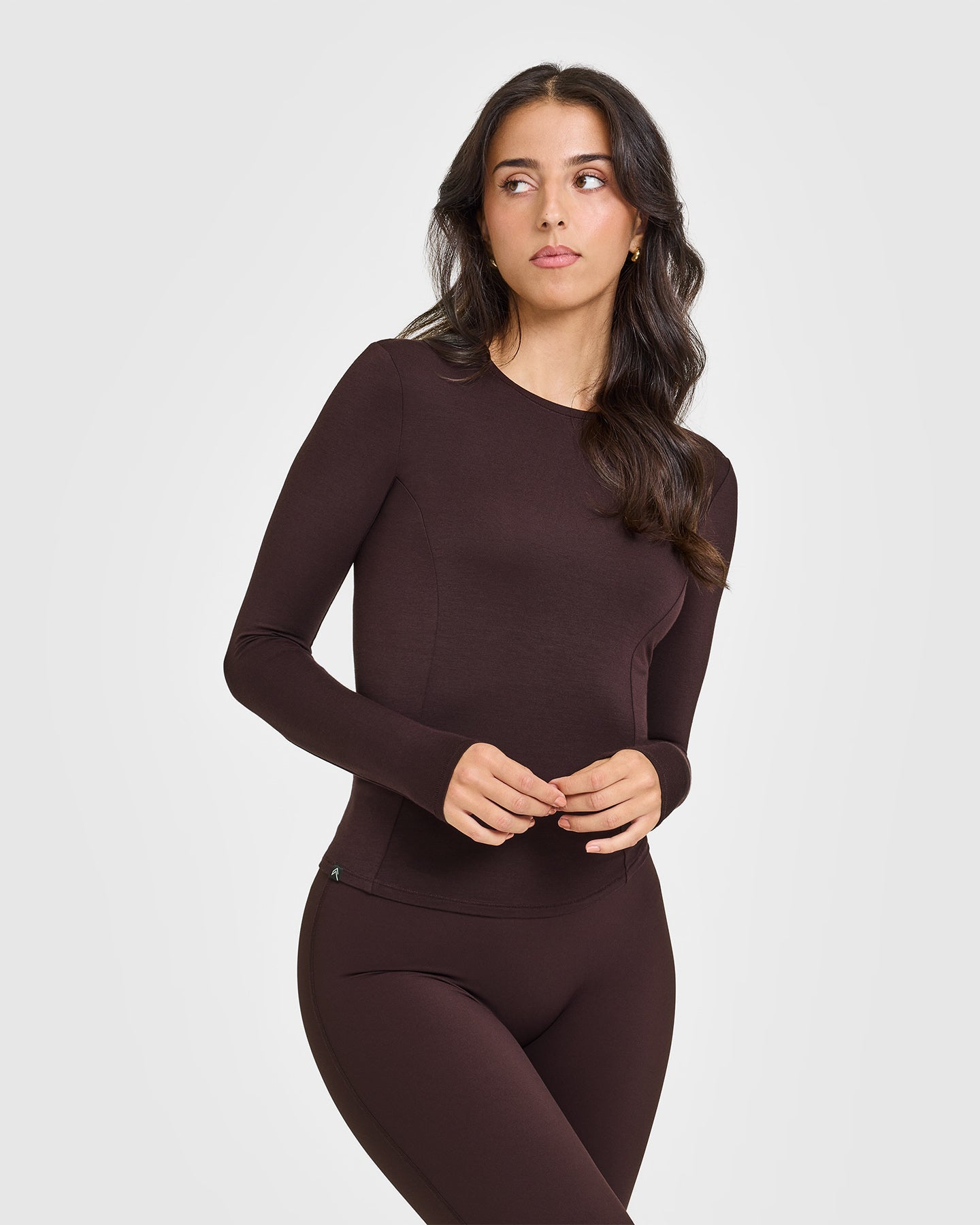 Mellow™ Soft Long Sleeve Tops for Women - Comfortable Stretchy Casual Shirt in Plum Brown | Perfect for Layering, Office Wear & Everyday Outfits
