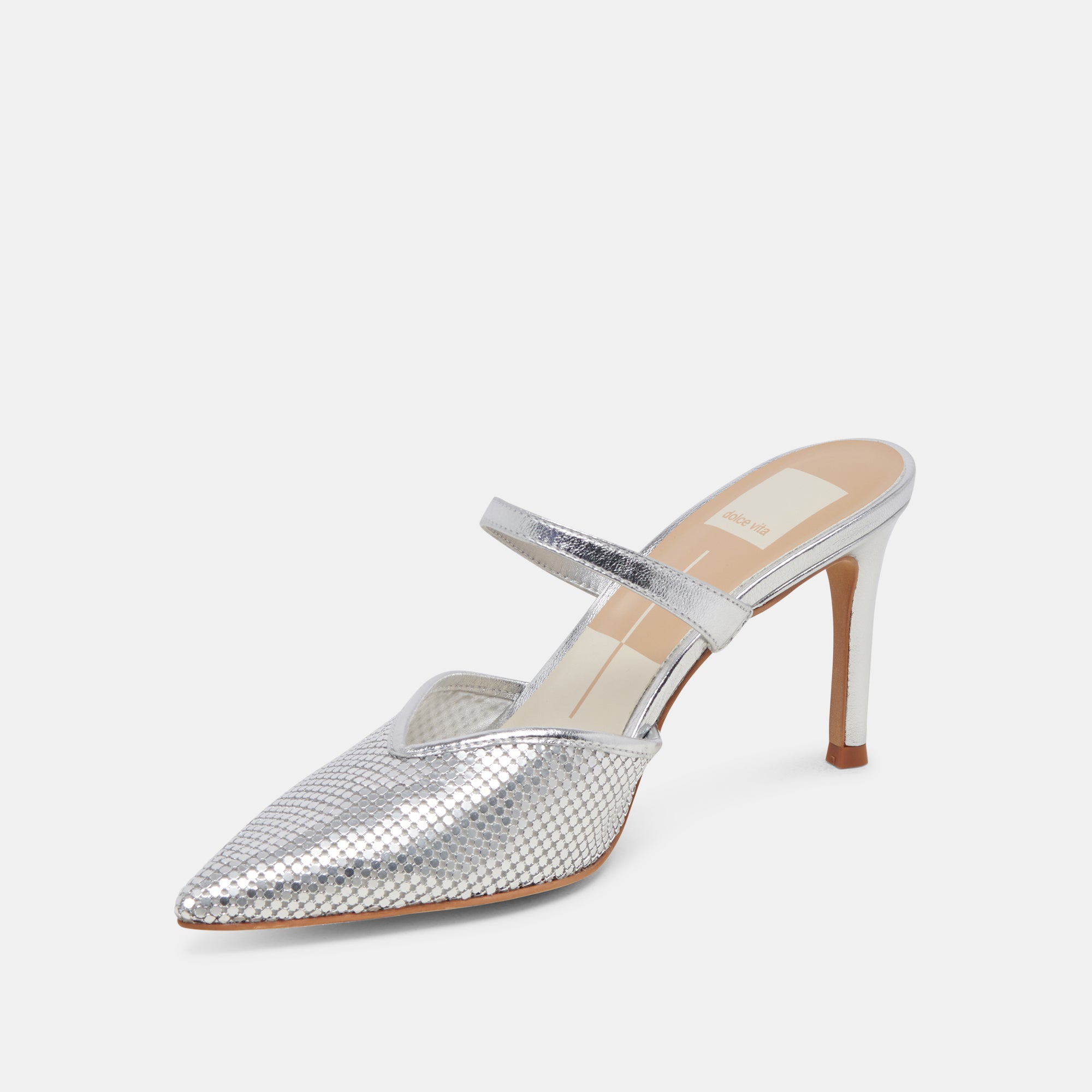 KANIKA Women's Silver Metallic Mesh High Heels - Elegant Party Shoes for Evening Events, Weddings & Special Occasions