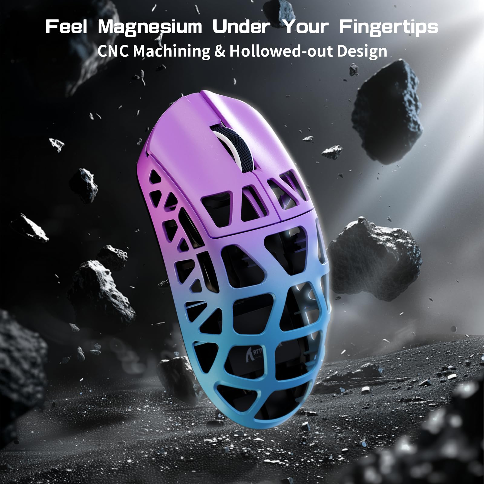 Attack Shark R3PRO 46g Ultra-Light Magnesium Alloy Gaming Mouse - 8000Hz Wireless, 26000DPI, 2.4G/BT/Wired, PixArt PAW3395 Sensor, Programmable Buttons with Coiled Cable - Perfect for FPS, MOBA & MMO Games on PC/Mac (Purple)