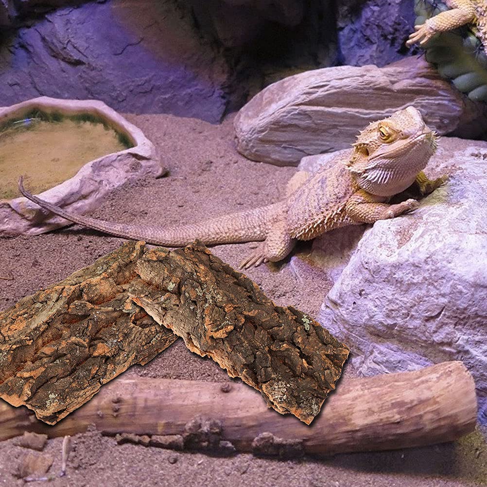 4 Pcs Reptile Bark Decor - Pet Terrarium Climbing Platform for Rainforest Habitat