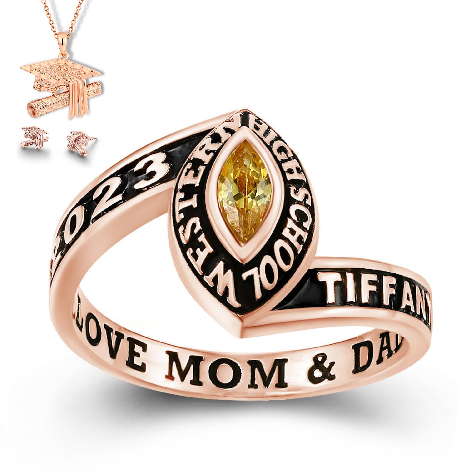 Authentic PJM Women's Class Ring – 925 Sterling Silver or 10KT Gold Custom Graduation Ring for High School, College & University – Personalized Memento Jewelry – Perfect Graduation Gift for Her – Ideal for Commencement Ceremonies, Alumni Events & Special Occasions