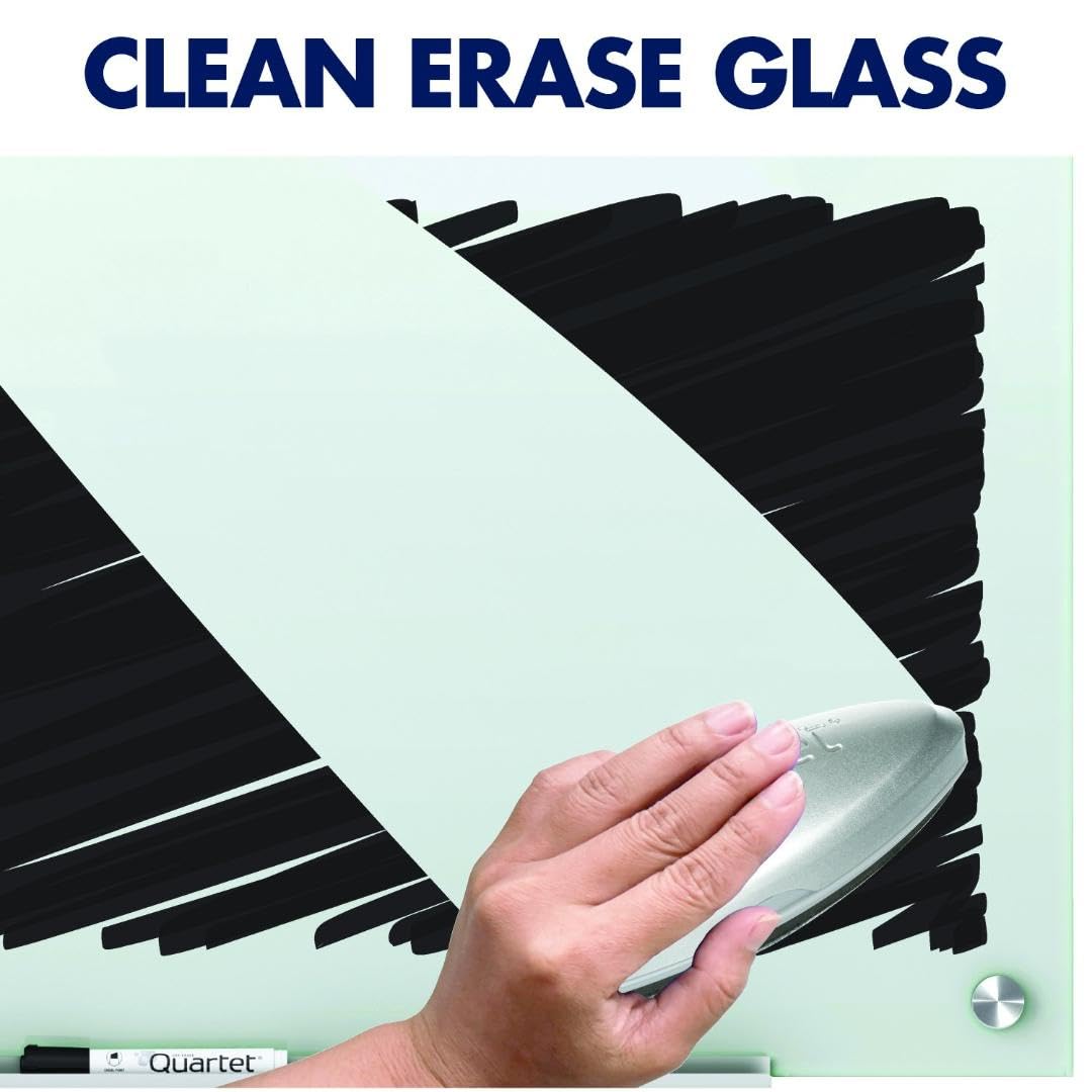Quartet 6' x 4' Magnetic Glass Dry Erase Board - Frameless Whiteboard with Infinity Mounting, White Surface, Accessory Tray, Includes 1 Dry Erase Marker & 2 Glass Magnets (G7248W) - Perfect for Office Meetings, Classroom Teaching & Home Organization