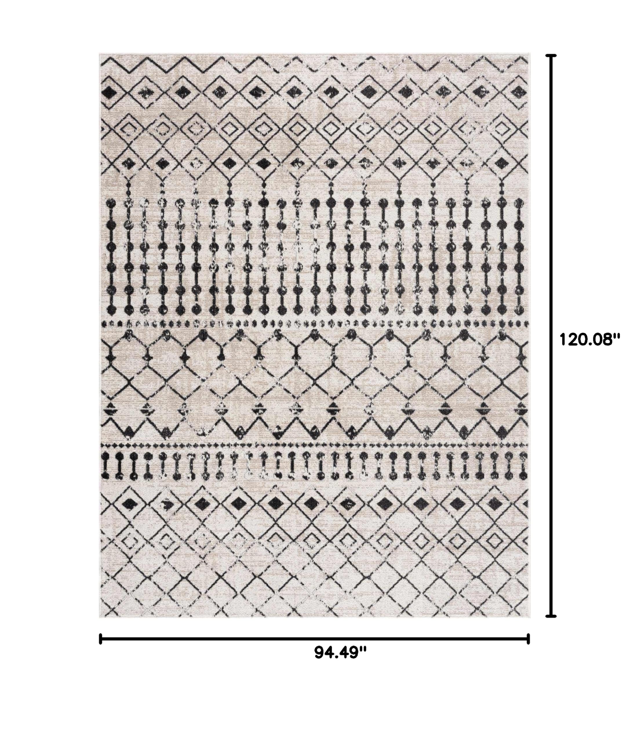 Premium Hauteloom Joppatowne Machine Washable Area Rug - Soft & Durable for Living Room, Bedroom - Black, Beige, Gray - 7'10
