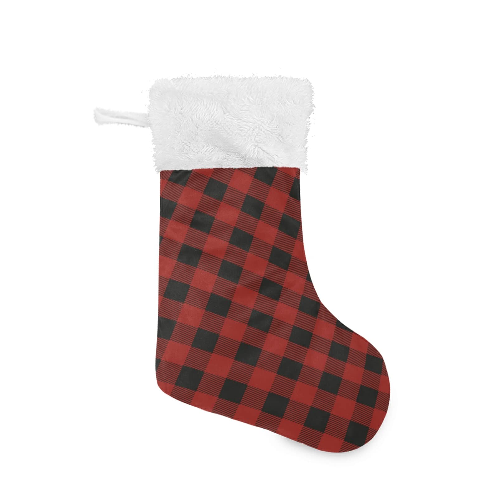 Red & Black Buffalo Plaid Christmas Stockings 2-Pack - 17.71x12.20in Fireplace Hanging Stockings for Family Holiday Decorations | Perfect for Xmas Tree, Mantel, and Festive Party Decor