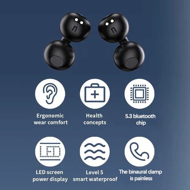 Air52 Open Ear Wireless Bluetooth 5.3 Earbuds - 16H Playtime, IPX5 Waterproof, LED Display Sport Headphones for Running, Cycling & Gym Workouts (Black Clip-On Earphones with Charging Case)
