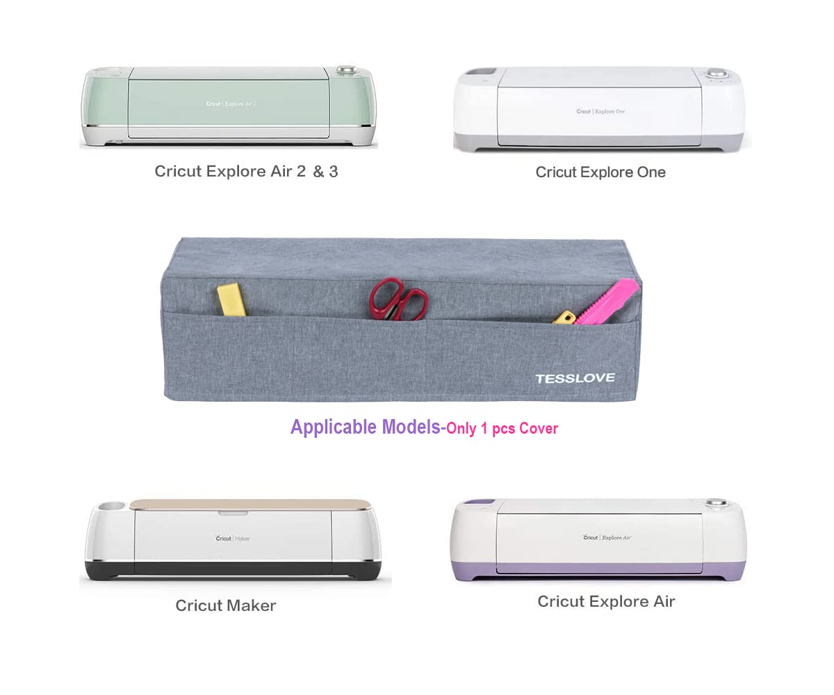 TESSLOVE Dust Cover for Cricut Explore Air 1/2/3 & Maker - Protective Machine Cover with 3 Storage Pockets for Tools & Accessories - Perfect for Crafting, Scrapbooking & DIY Projects
