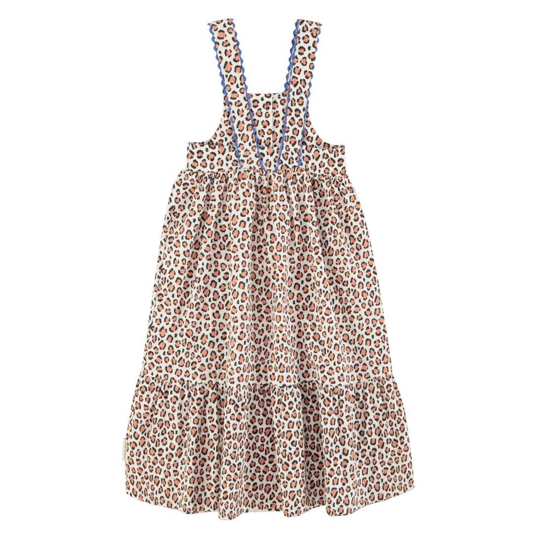 Piupiuchick Women's Ecru Animal Print Long Layered Dress - Elegant Boho Style for Casual Outings, Date Nights & Summer Vacations