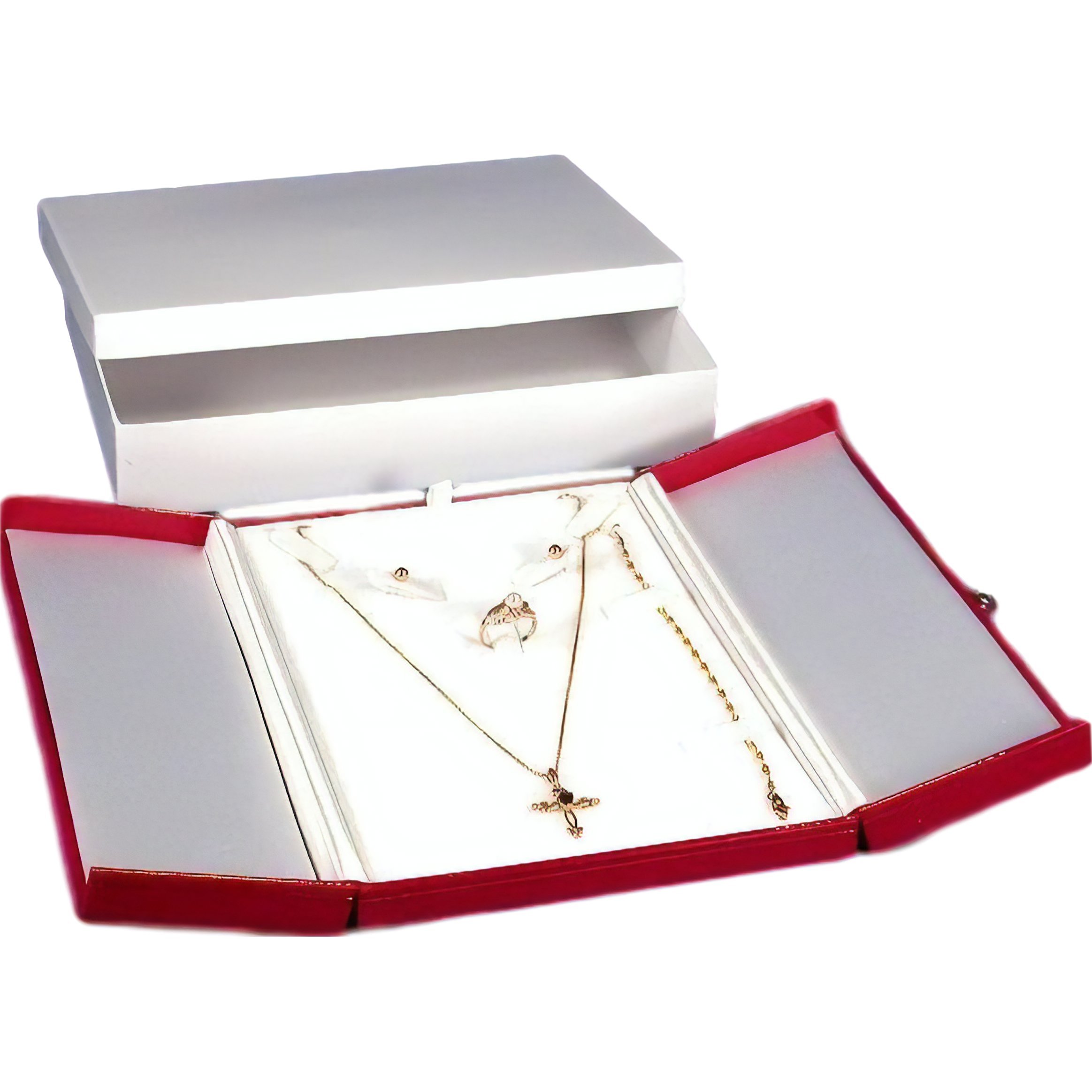 Red Leather Earrings and Rings Jewelry Set - Elegant Gift Box for Women | Perfect for Parties, Weddings, and Special Occasions