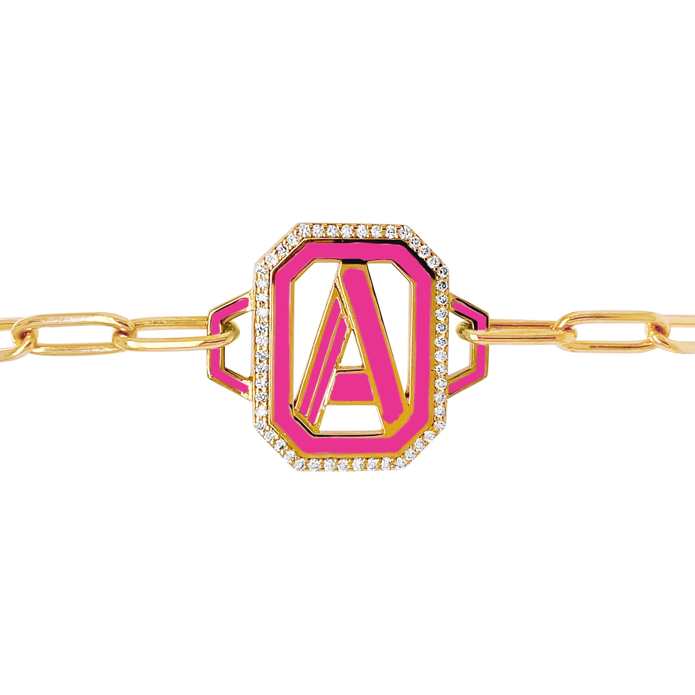 Gatsby Initial Bracelet - 15 Stylish Colors for Personalized Jewelry | Perfect for Gifts, Engraved Name Bracelets & Fashion Accessories
