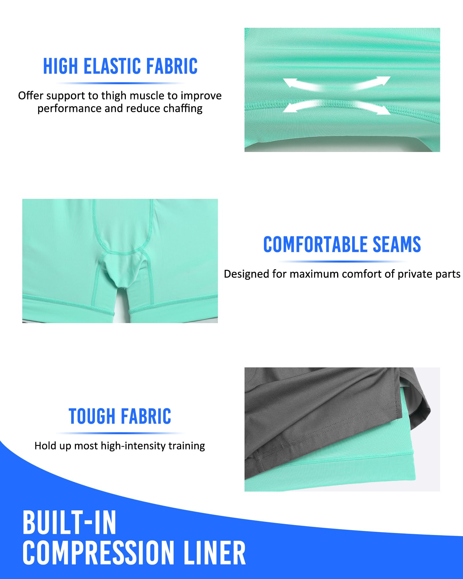 Maamgic Men's 5-Inch Quick Dry Gym Running Shorts - 2-in-1 Athletic Workout Shorts for Training, Jogging & Outdoor Activities | Breathable Lightweight Sports Shorts