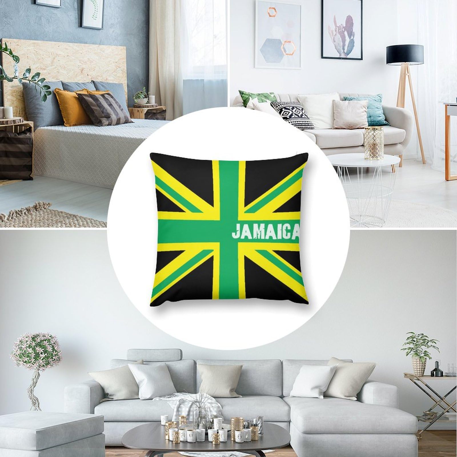 Jamaican Flag Plush Pillow Covers - Soft & Smooth 26x26 Inch Cushion Cases for Sofa, Bed (Set of 4) - Perfect for Home Decor, Caribbean Themed Parties & Jamaican Pride Displays