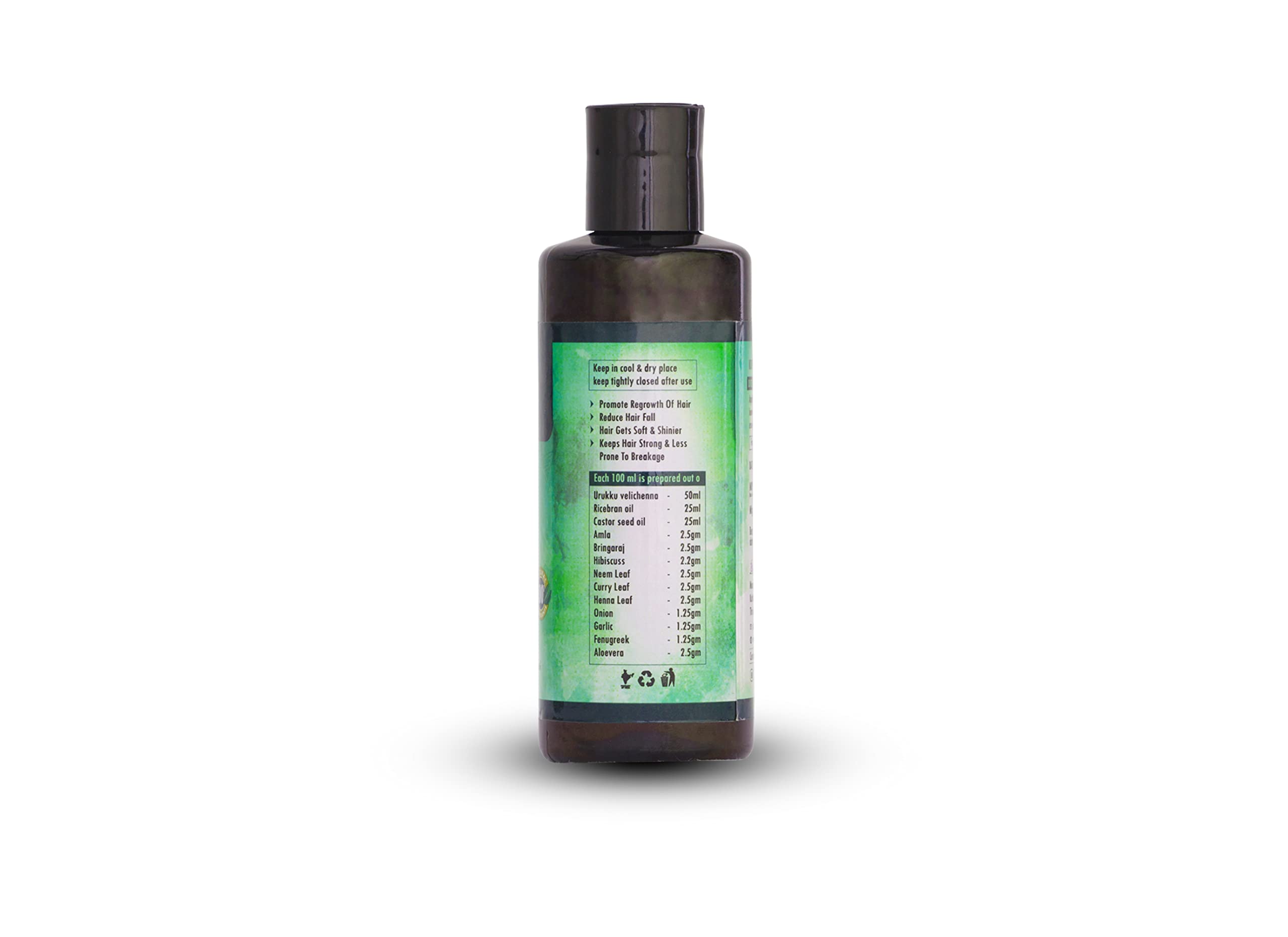 Krithanjali Herbal Hair Oil for Hair Growth, Hair Fall & Dandruff Control - 100% Natural Urukku Velichenna (100ml) | Promotes Stronger, Thicker Hair & Scalp Health - Perfect for Daily Hair Care & Scalp Massage