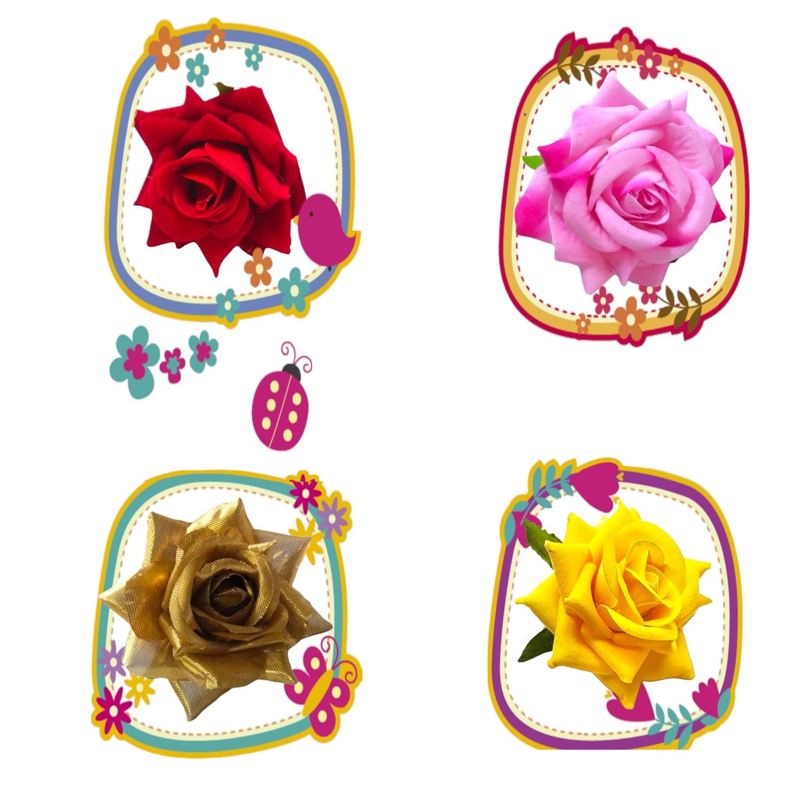 LYF5STAR Handmade Rose Hair Clips for Women - Elegant Bridal Hair Accessories for Weddings, Prom & Parties (Pack of 4) | Perfect for Brides, Bridesmaids & Special Occasions