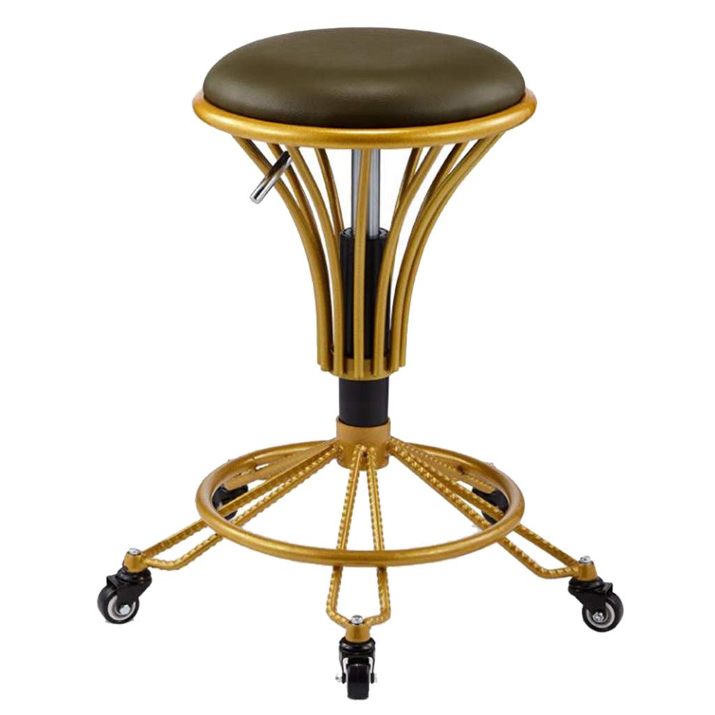 Adjustable Height Swivel Rolling Stool with Wheels - Ergonomic Medical Clinic Tattoo Spa Salon Chair for Restaurant, Office, Counter & Home Use - Gold (Ideal for Healthcare, Beauty Services & Workspaces)