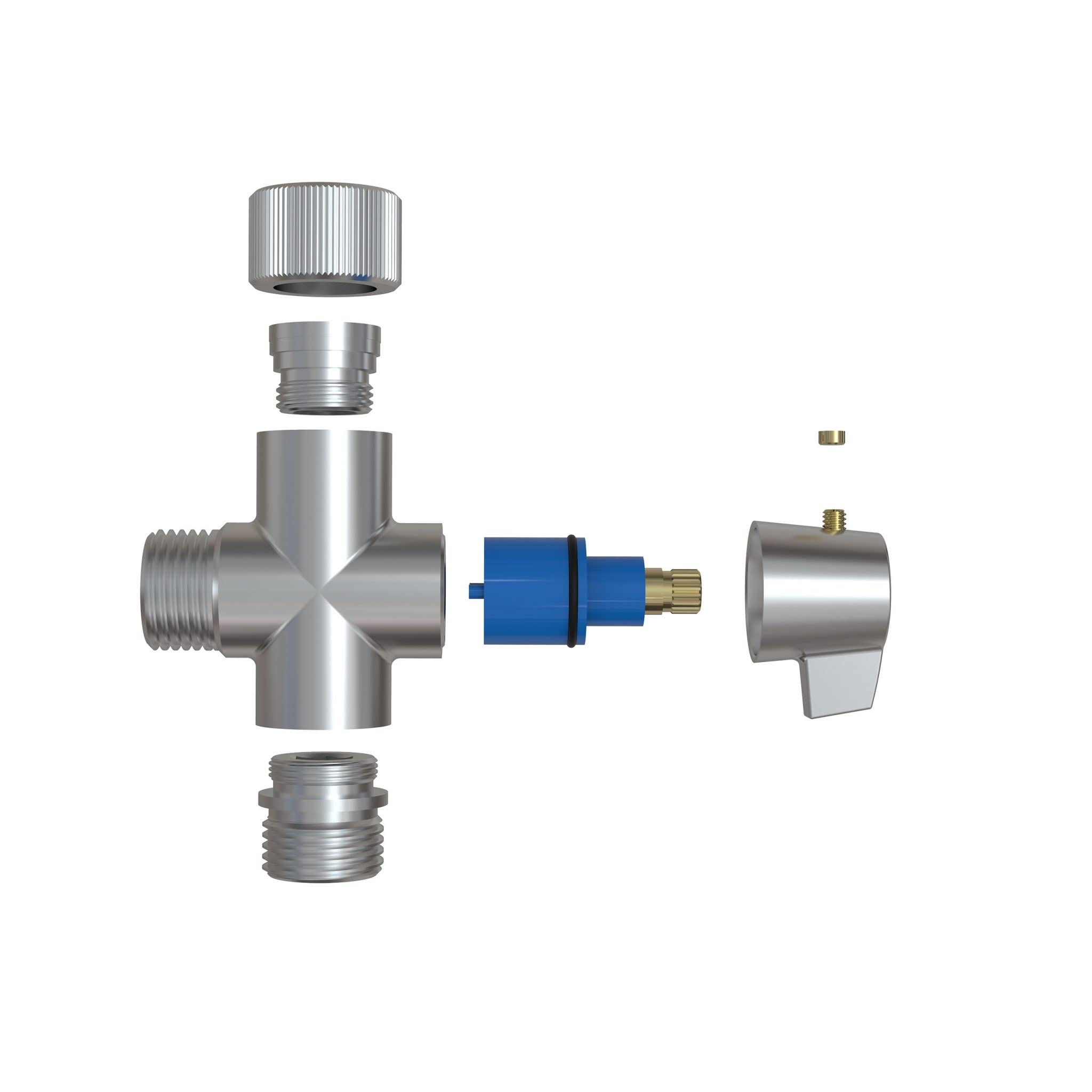 3-Way Aquaus Brass Diverter Valve - 1/2'' Shower & RV Pipe Threads Connector | Perfect for RV Plumbing, Outdoor Showers & Water System Diversion