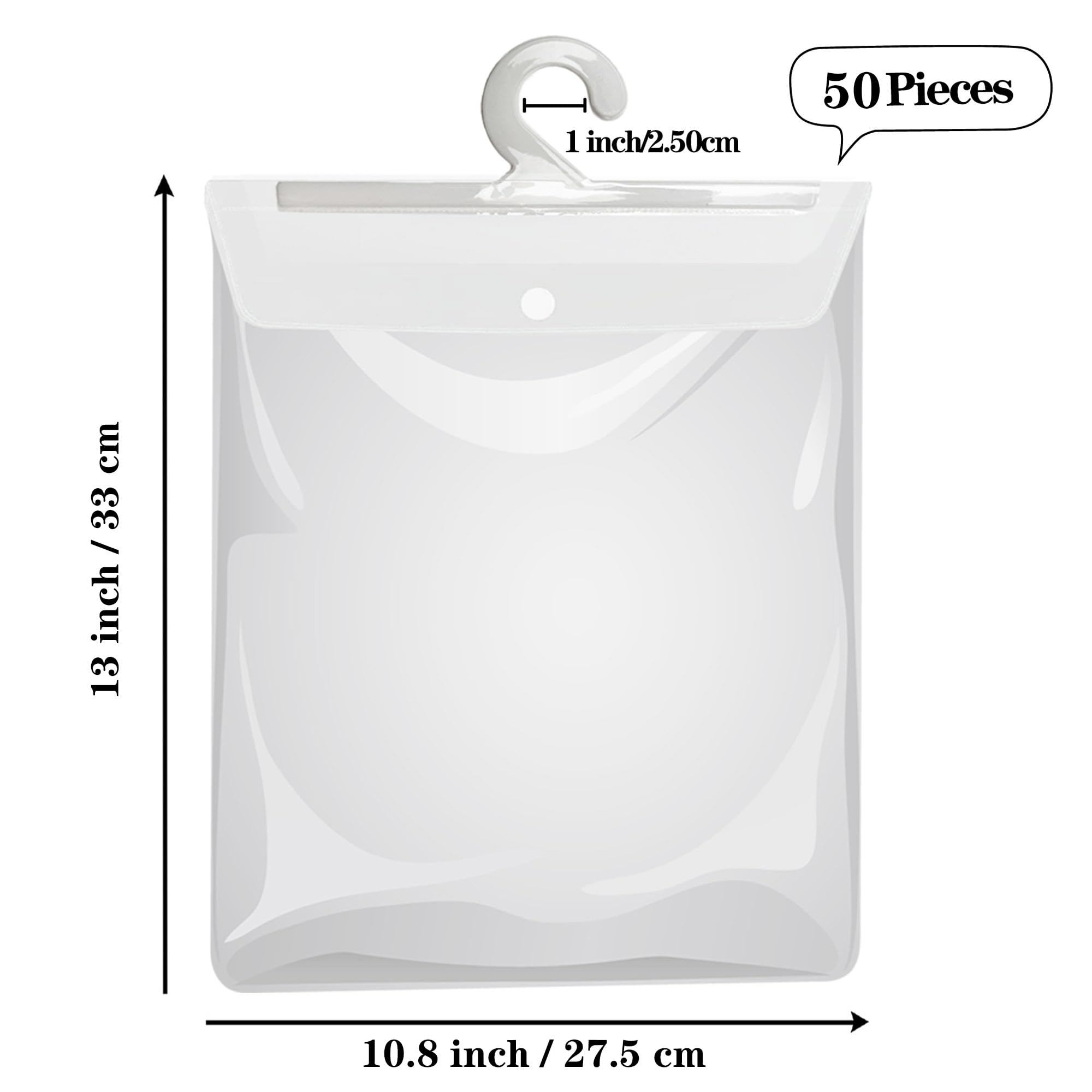 30 Pack Clear Hanging Storage Bags with Hooks - 13