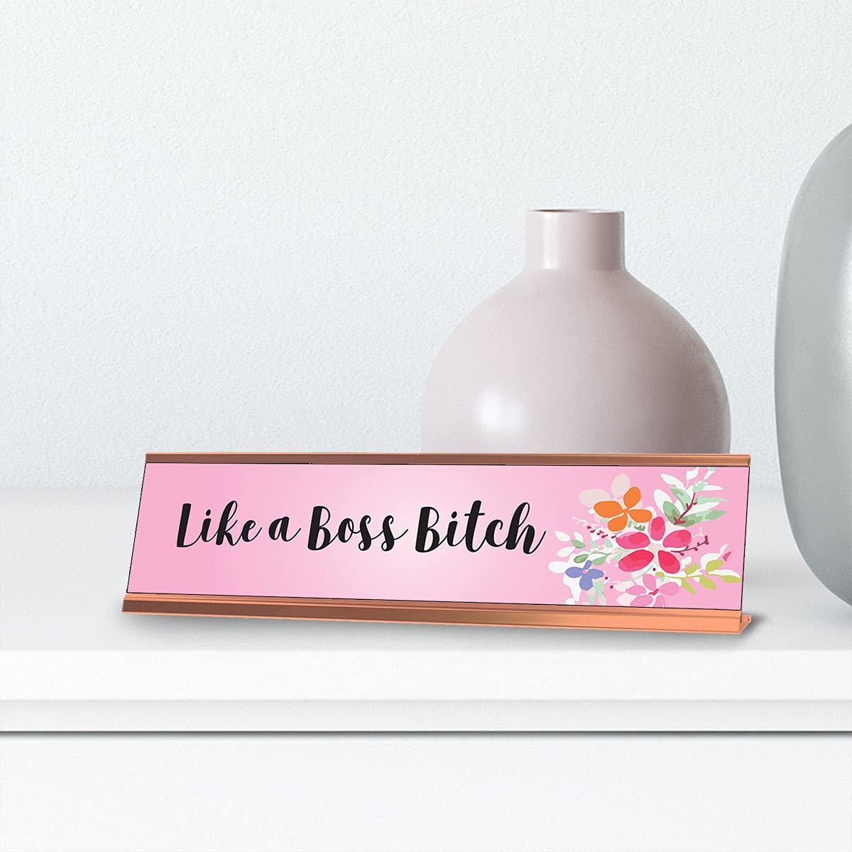 Like A Boss Bitch Motivational Desk Sign - 2x8 Inch Office Decor for Women - Perfect for Work Desks, Home Offices & Inspirational Gifts