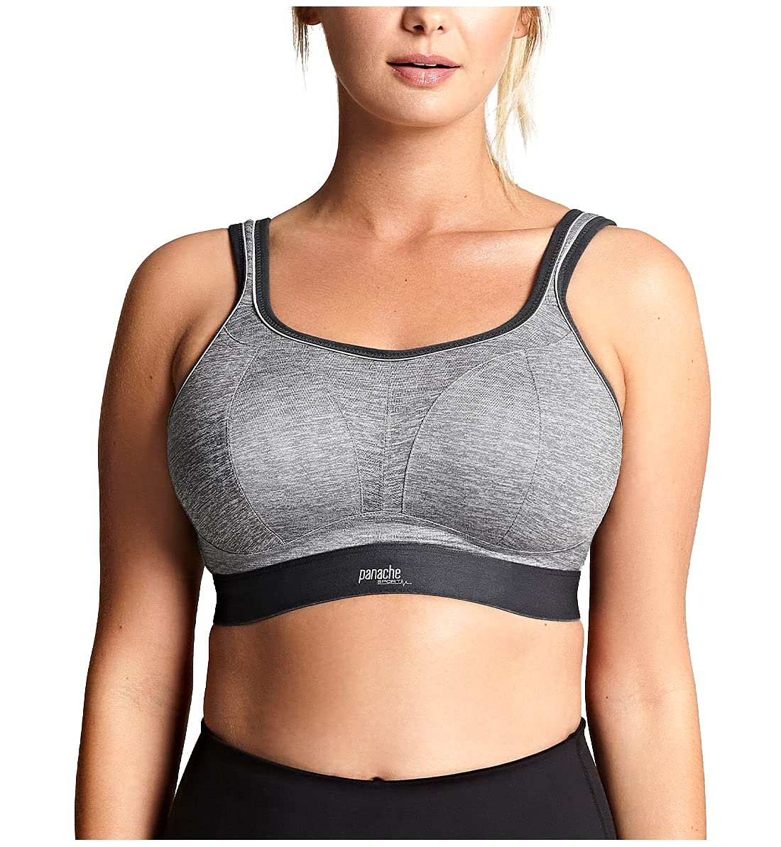 Panache Women's Non-Wired Sports Bra - High Impact Support, Charcoal/Gray, Size 30DD - Perfect for Running, Yoga & Gym Workouts