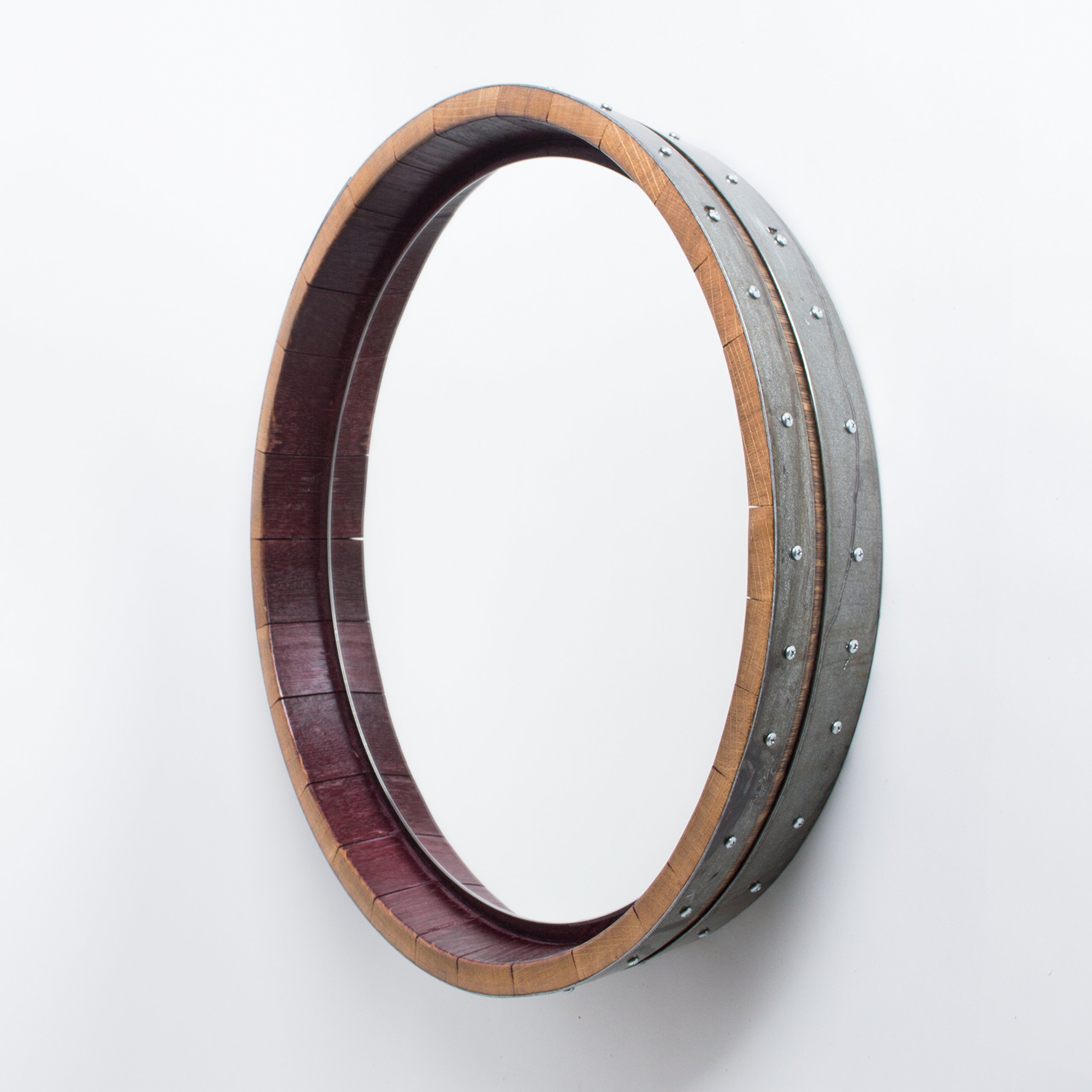 Rustic Inverted Wine Barrel Mirror - Vintage Wooden Wall Decor for Farmhouse, Bar & Home - Perfect for Living Room, Dining Room & Wine Cellar