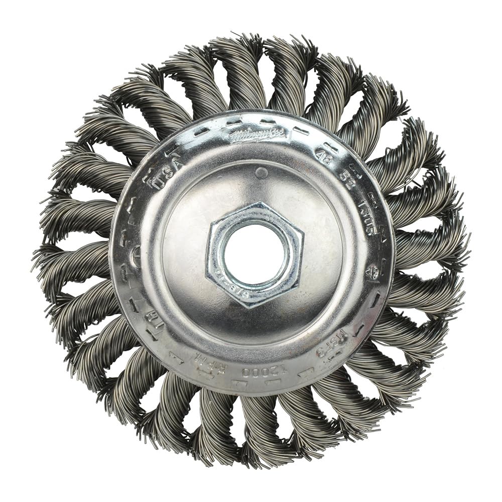 Milwaukee 48-52-1305 4-Inch Bevel Knotted Brush - Heavy-Duty Wire Brush for Metal Cleaning, Rust Removal & Surface Prep - Ideal for Welding, Grinding & DIY Projects
