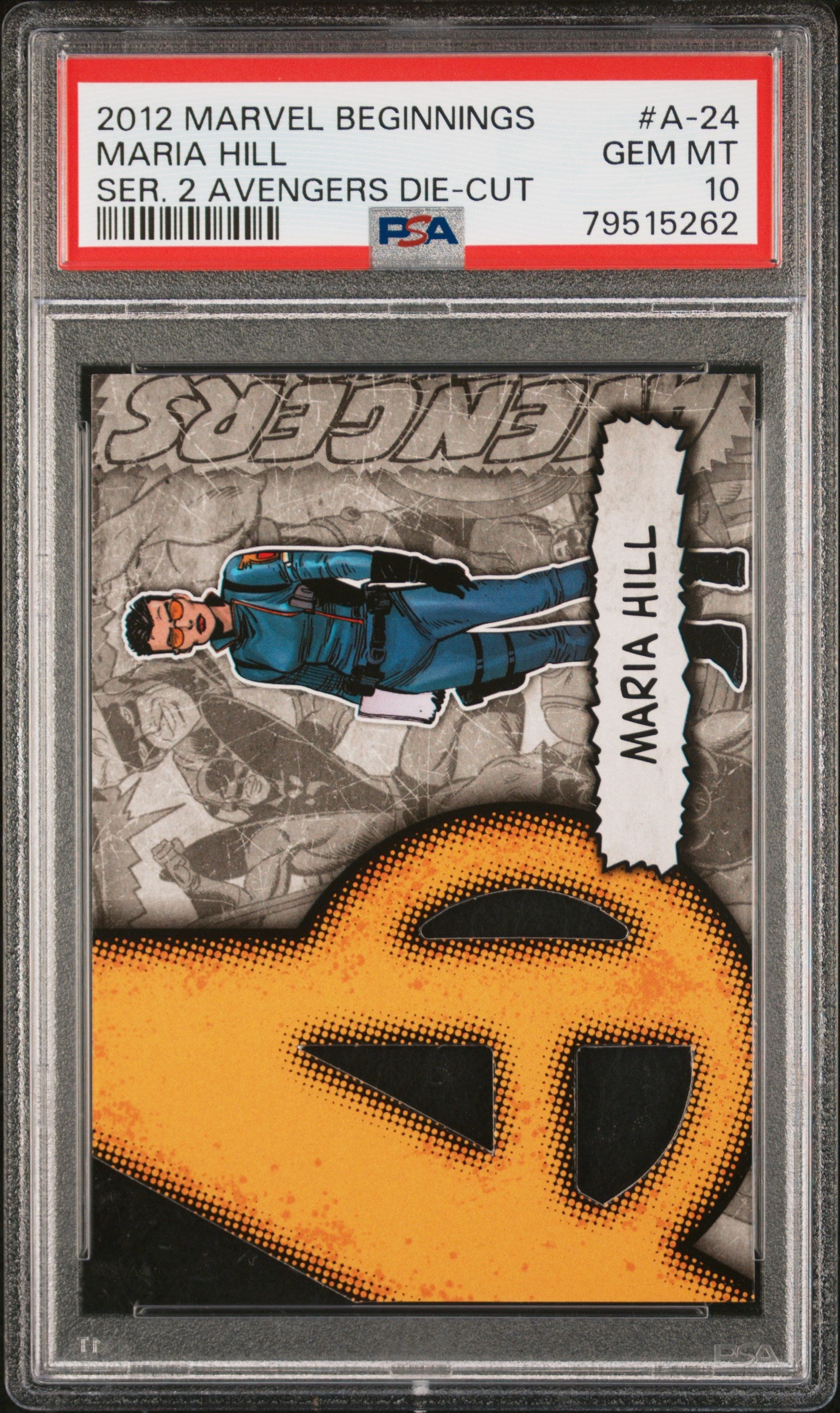 2012 MARVEL BEGINNERS SERIES 2 AVENGERS DIE-CUT MARIA HILL #A24 PSA 10 GEM MINT - Rare Collectible Trading Card for Marvel Fans & Comic Book Collectors - Perfect for Display, Investment, and Superhero Memorabilia Collections