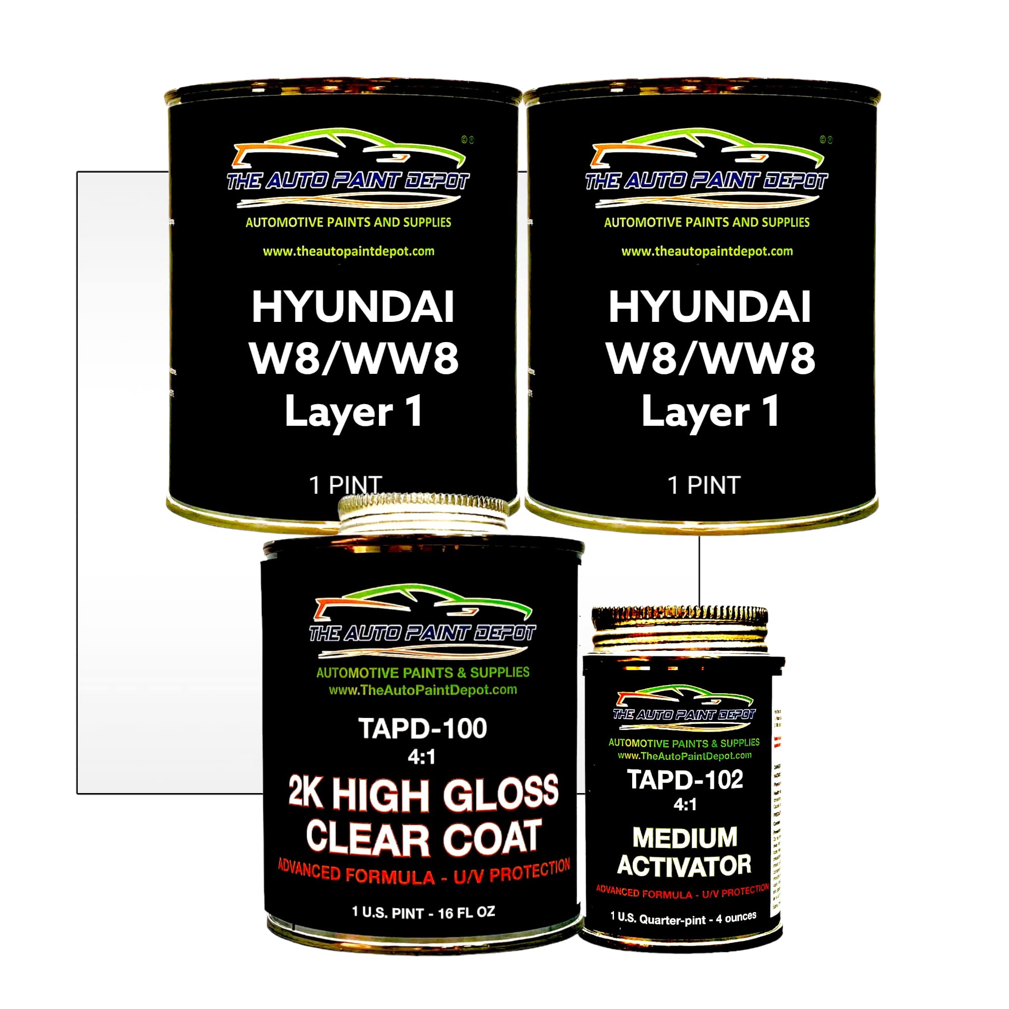 Hyundai Touch Up Paint Quartz White Tricoat WW8 - Exact Match Auto Paint for All Hyundai Models & Years (1 Pint with Clear Coat) - Perfect for Scratches, Chips & DIY Car Repairs