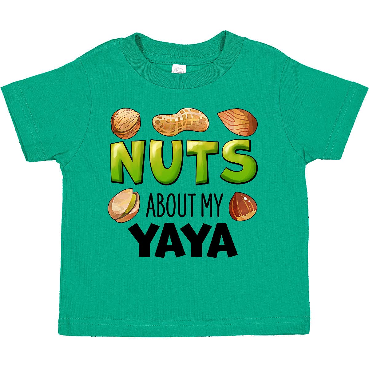 Inktastic 'Nuts About My Yaya' Peanut, Almond, Pistachio Toddler T-Shirt - Cute Graphic Tee for Grandparents Day, Family Reunions & Toddler Photoshoots