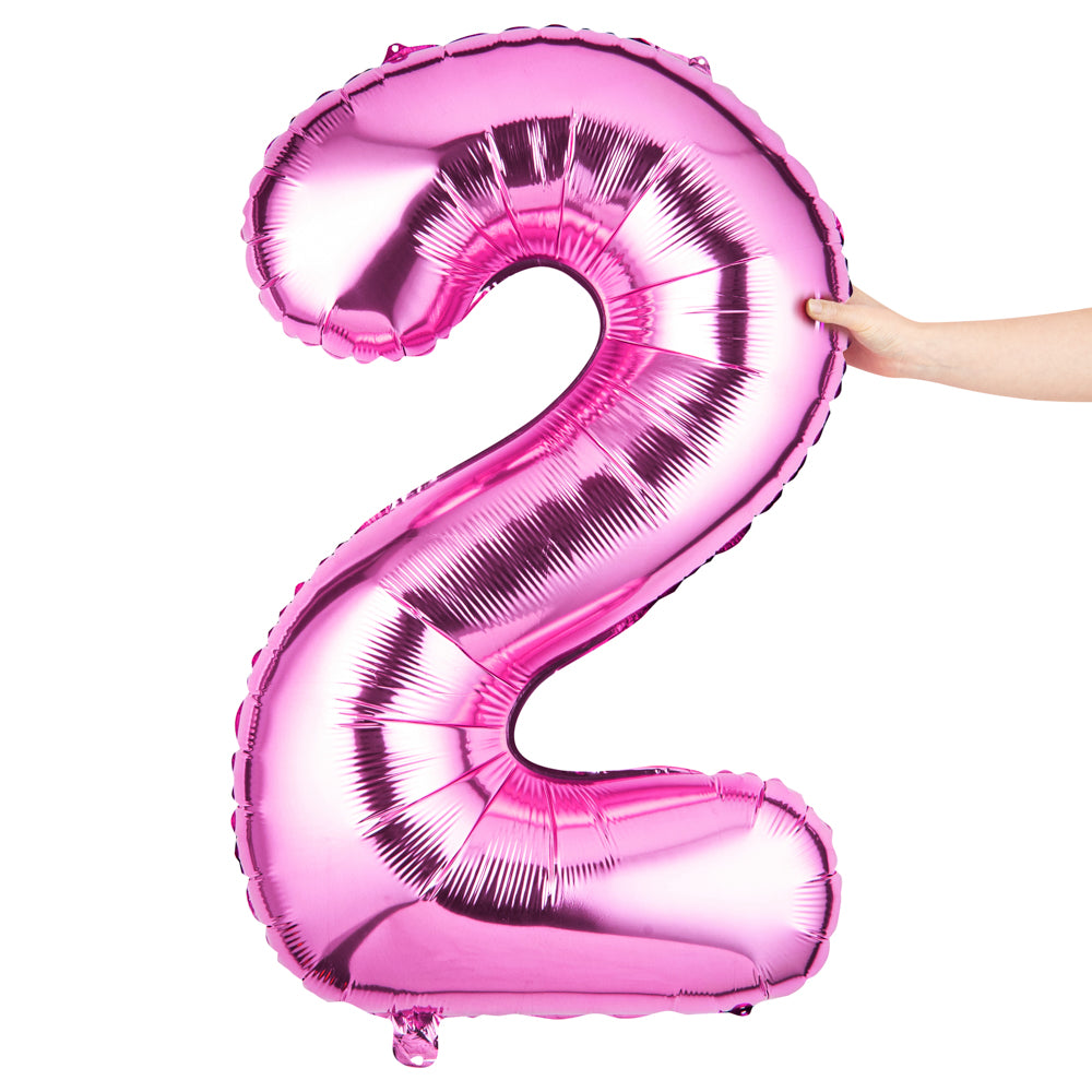 Balloonify Pink Mylar Number 2 Balloon - 40 Inch Large Foil Balloon for Birthday Party Decorations (1 Count)