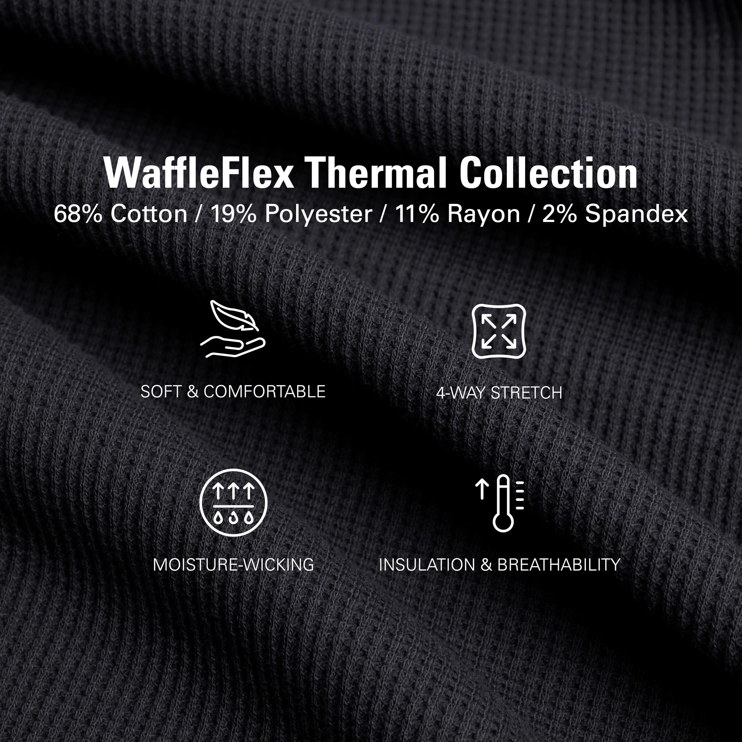 STRONGSIZE Men's Big & Tall Thermal Waffle Henley Long Sleeve Shirt - 3 Button Placket, Extended Length for Comfort - Perfect for Winter Layering, Outdoor Activities & Casual Wear