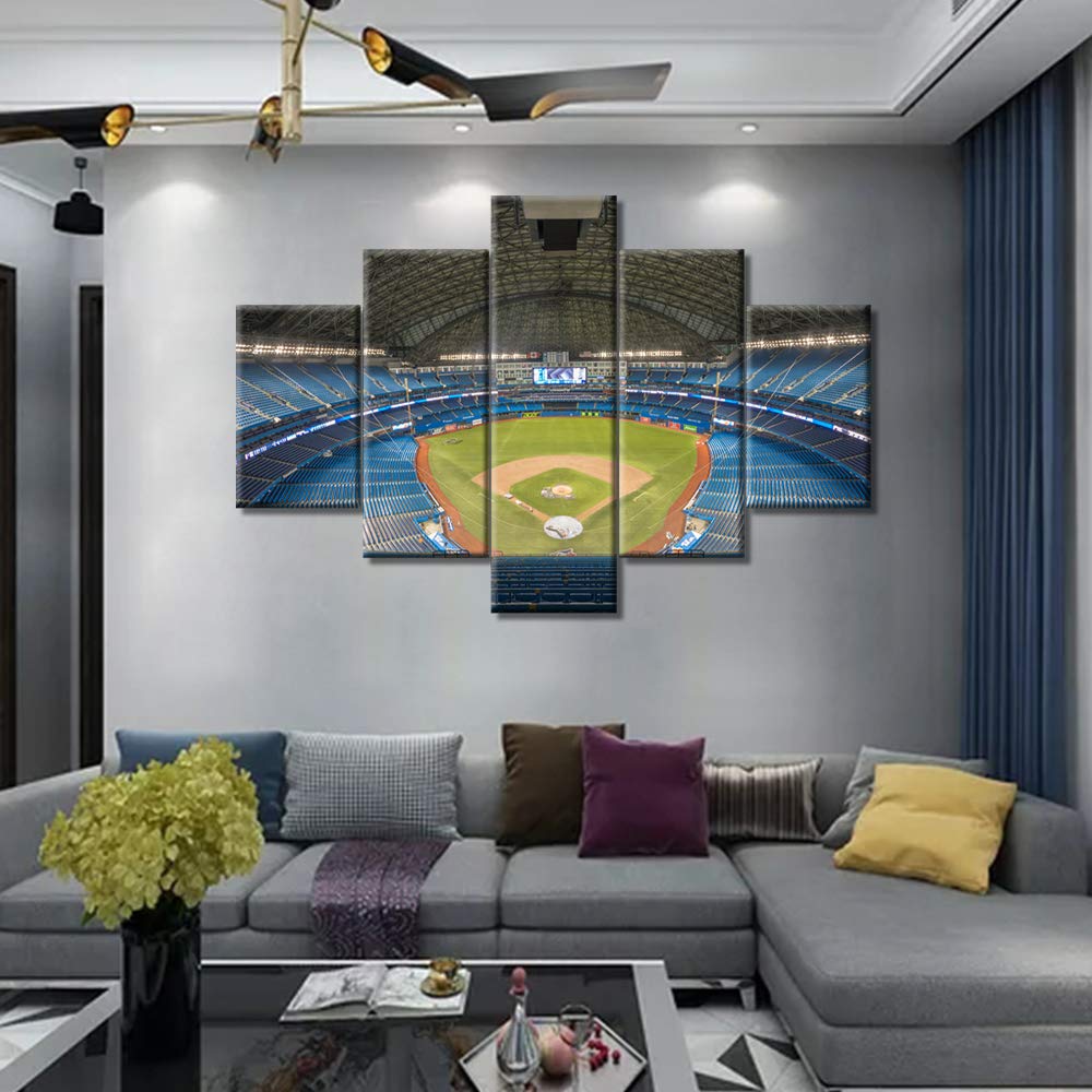 TUMOVO 5-Piece Toronto Blue Jays Baseball Stadium Canvas Wall Art - Framed Sports Poster Decor (60