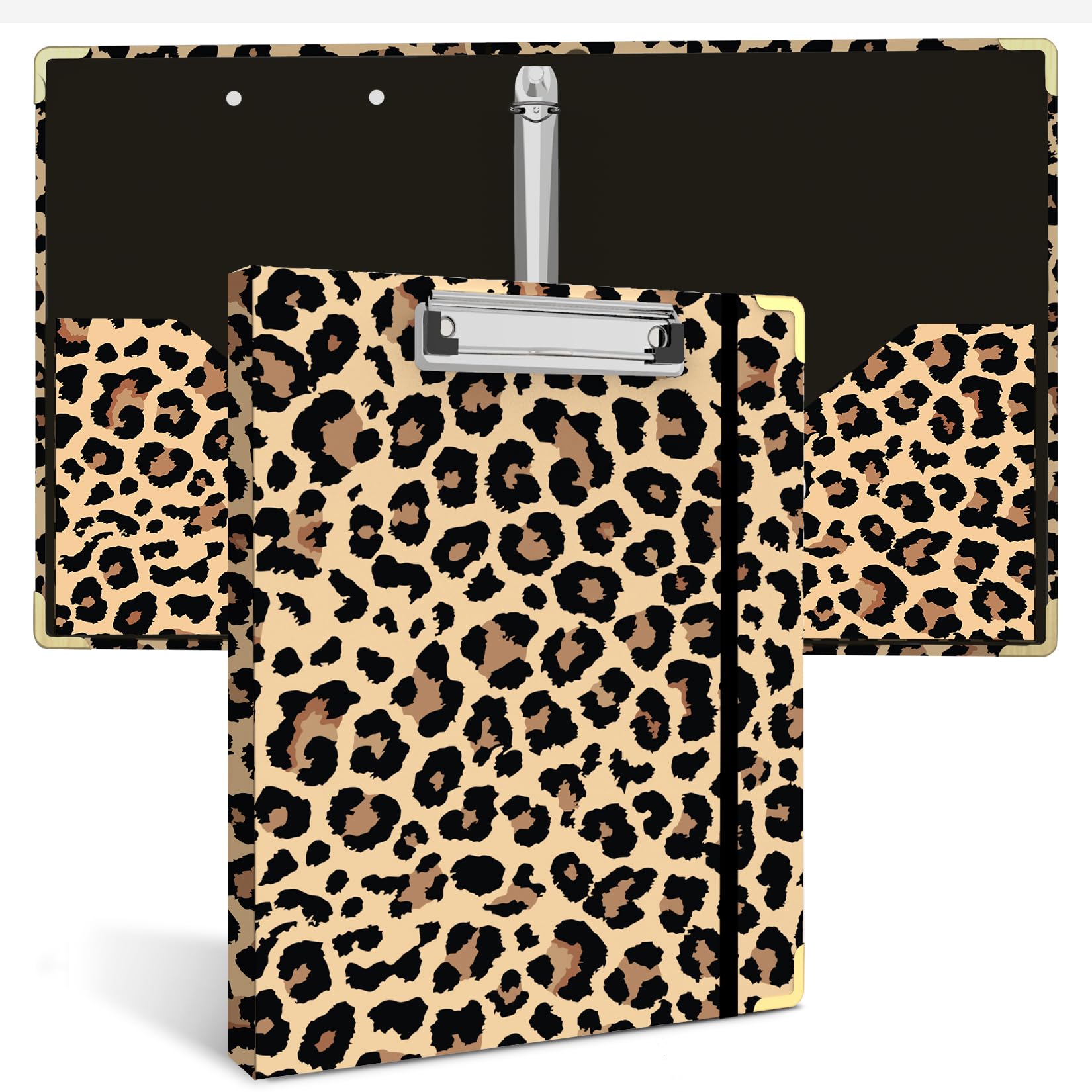 1 Inch 3 Ring Binder - Cute Leopard Print Hardcover Low Profile Clipboard with Storage | 1'' Round Ring Binders for Letter Size Paper | School & Office Supplies Organizer (Cheetah Spots) | Perfect for Students, Teachers & Professionals to Organize Documents, Notes & Projects