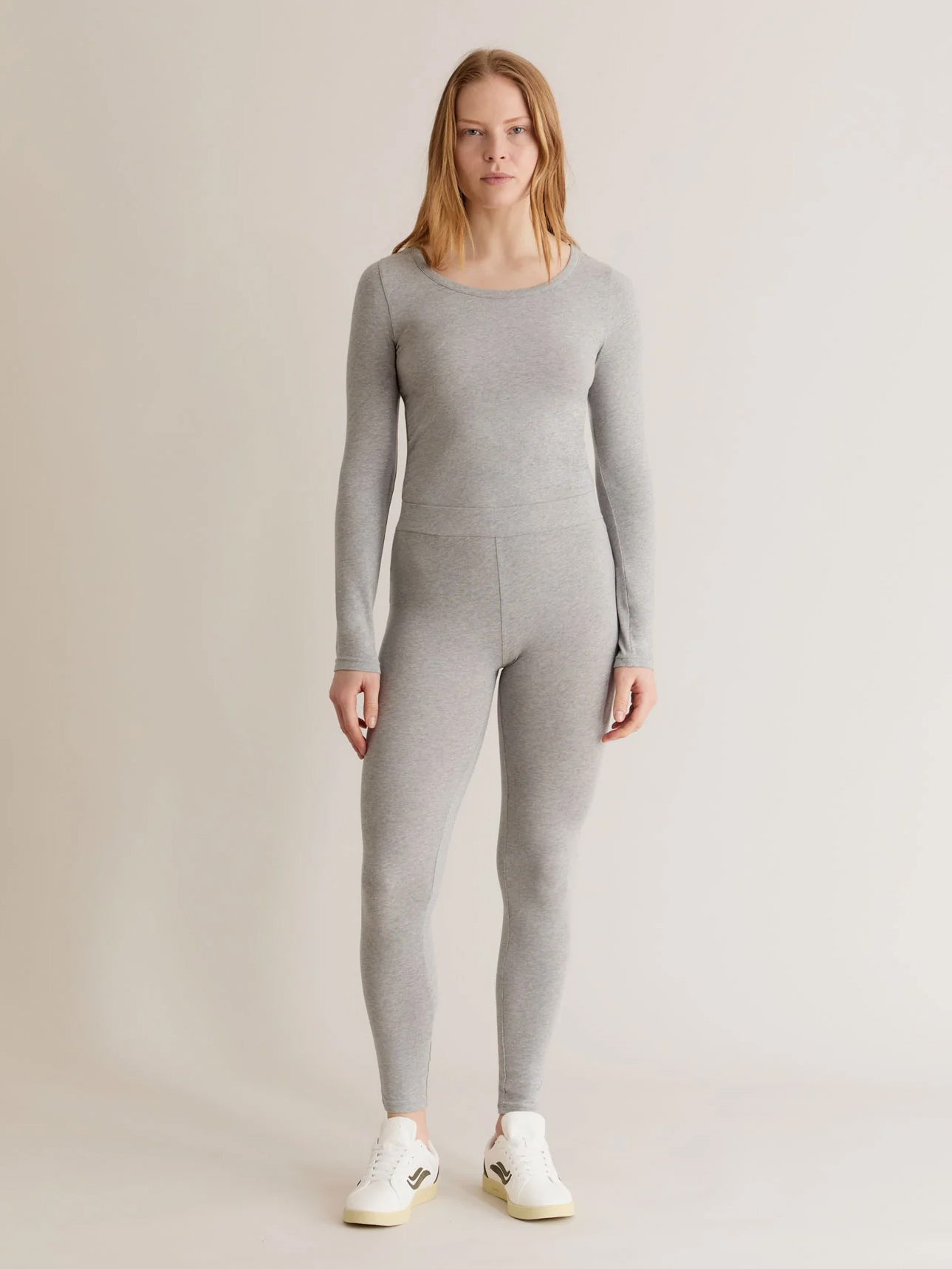 Komodo Sylvie Women's Organic Cotton Leggings - Marl Grey | High Waist Yoga Pants for Workout, Lounge & Everyday Wear