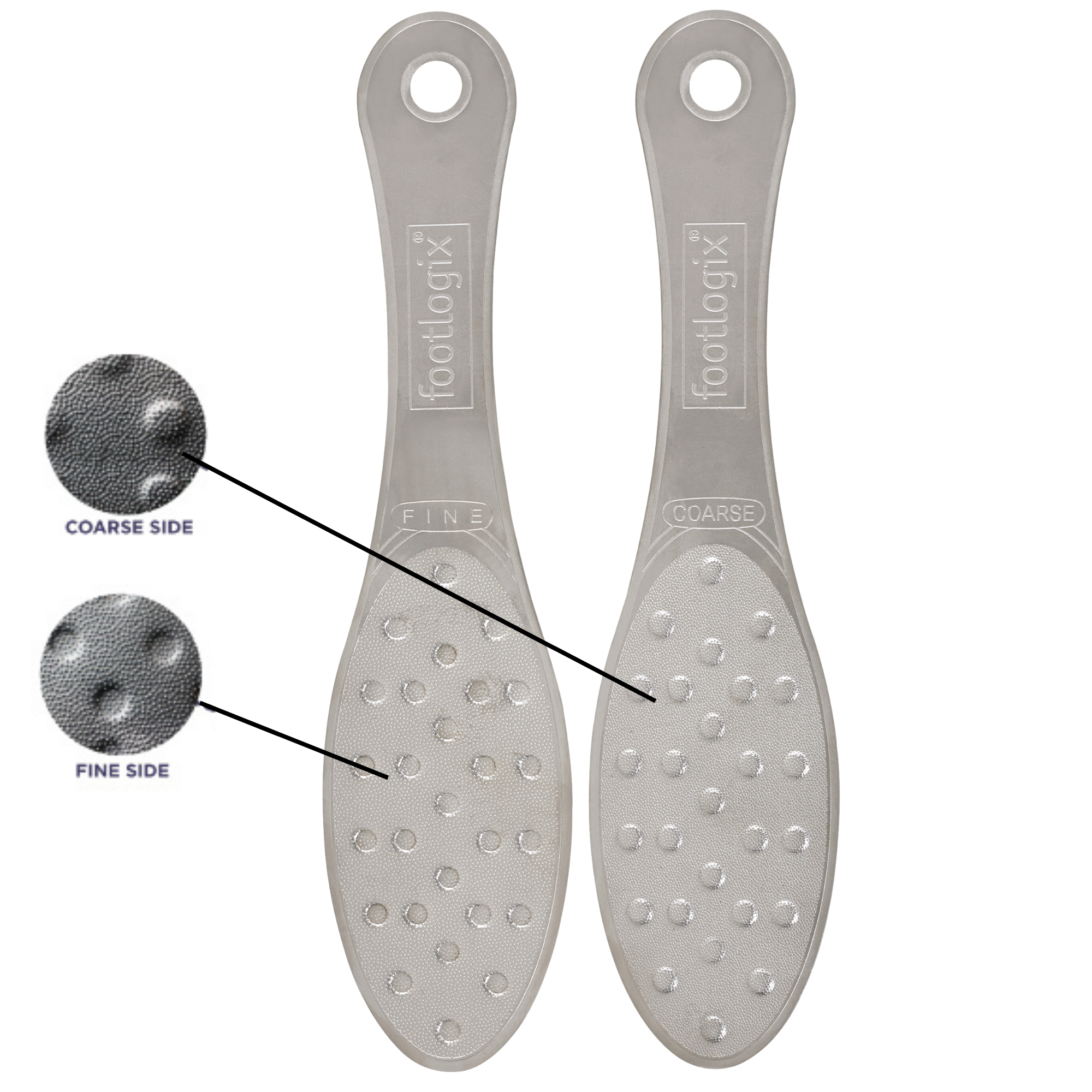 Footlogix Professional Double Sided Stainless Steel Foot File - Coarse & Fine Grit for Callus Removal & Smooth Feet - Perfect for Pedicures & At-Home Foot Care