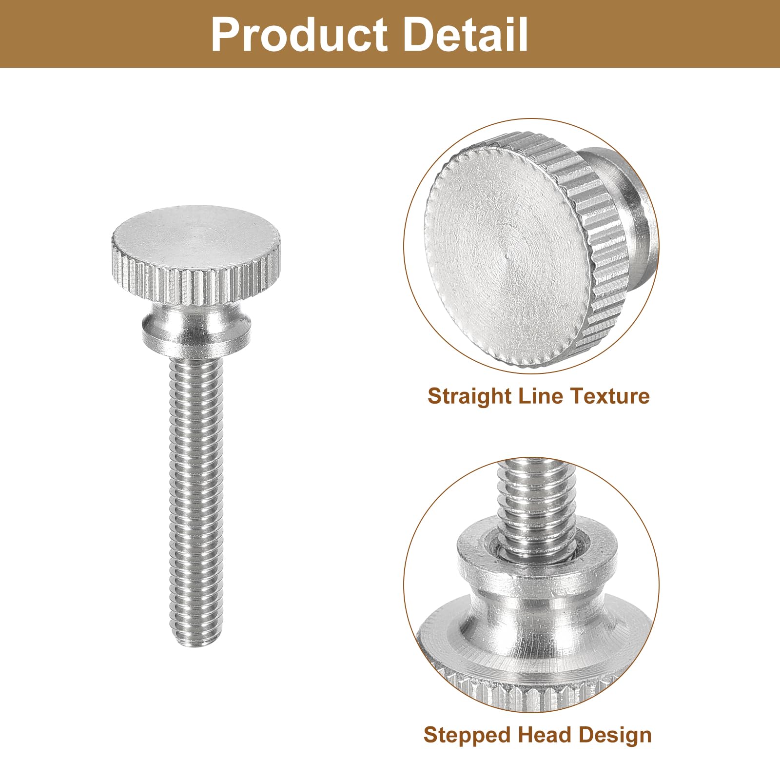 304 Stainless Steel M4x25mm Knurled Thumb Screws 5pcs - for DIY & Electronics Assembly