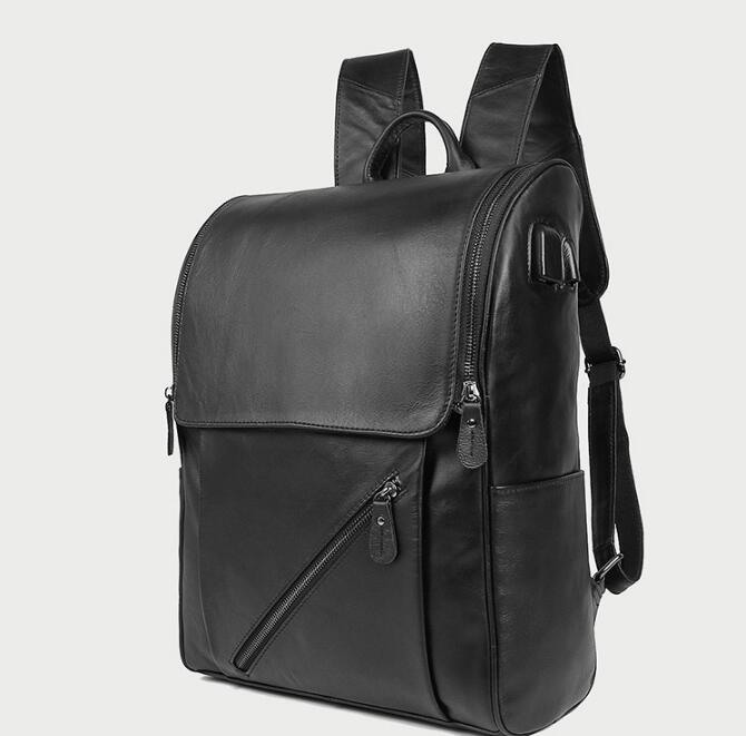 Premium Black Leather Backpack for Men & Women - Stylish Designer Laptop Bag for Work, Travel & College | Durable & Water-Resistant