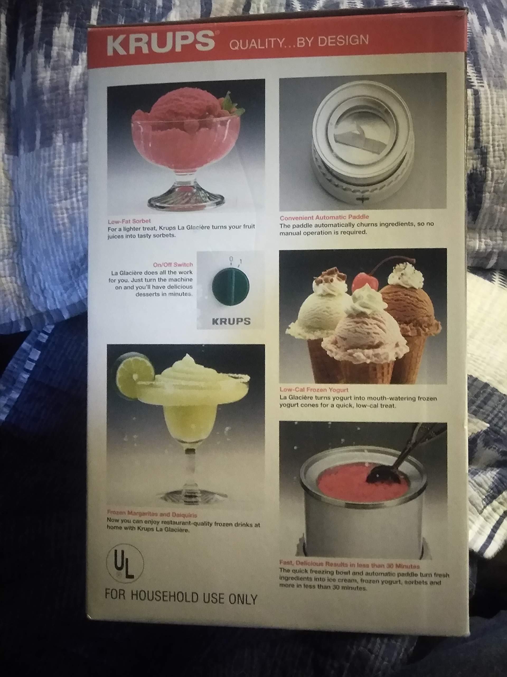 Krups La Glaciere 1-Quart Automatic Ice Cream Maker Machine - Homemade Frozen Yogurt & Gelato Maker for Dessert Parties & Family Gatherings