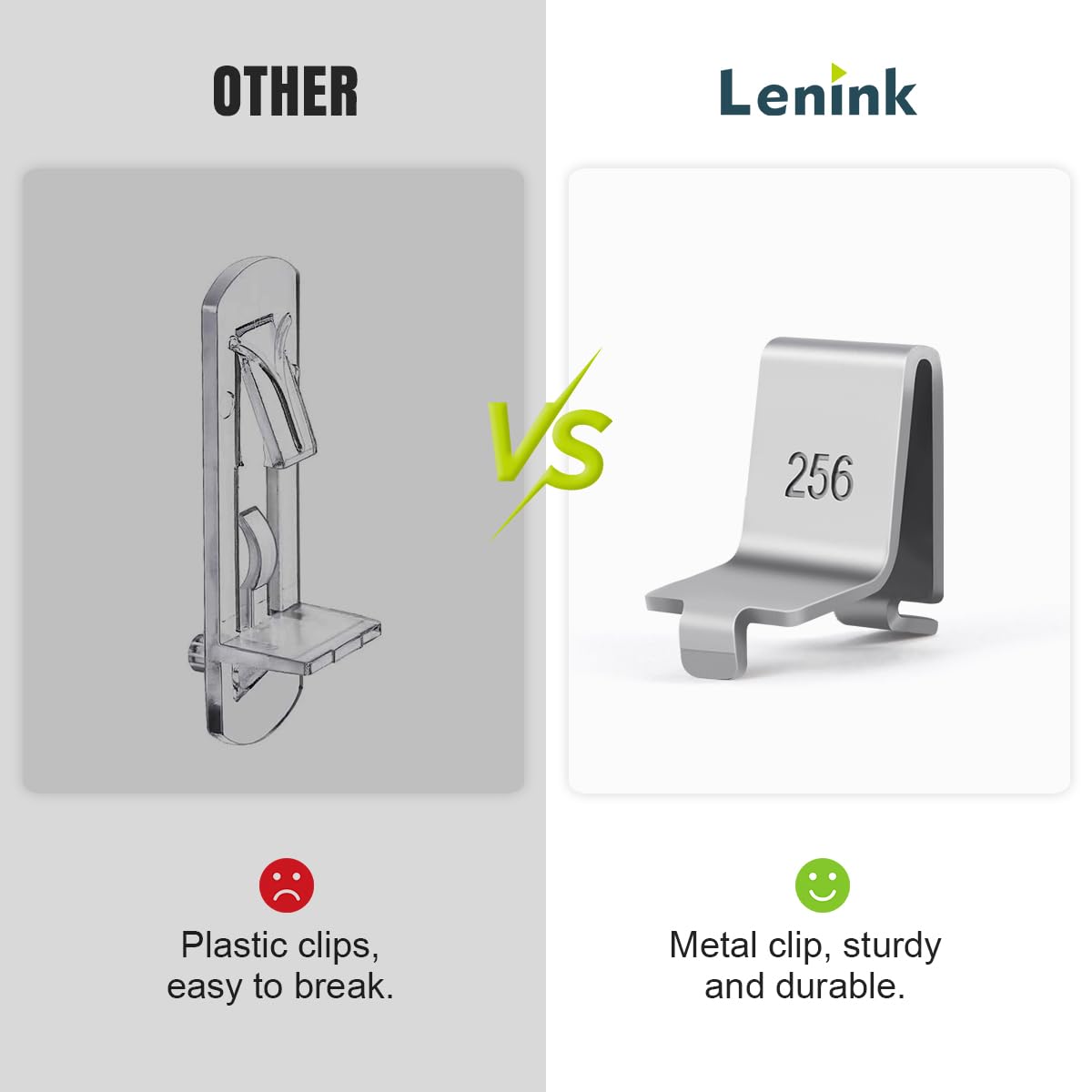 Lenink 28-Piece 256P-ZC Adjustable Shelf Brackets - Heavy Duty Metal & Wood Shelving Clips for Wall Mounted Storage - Perfect for Garage, Kitchen, and Retail Display Organization