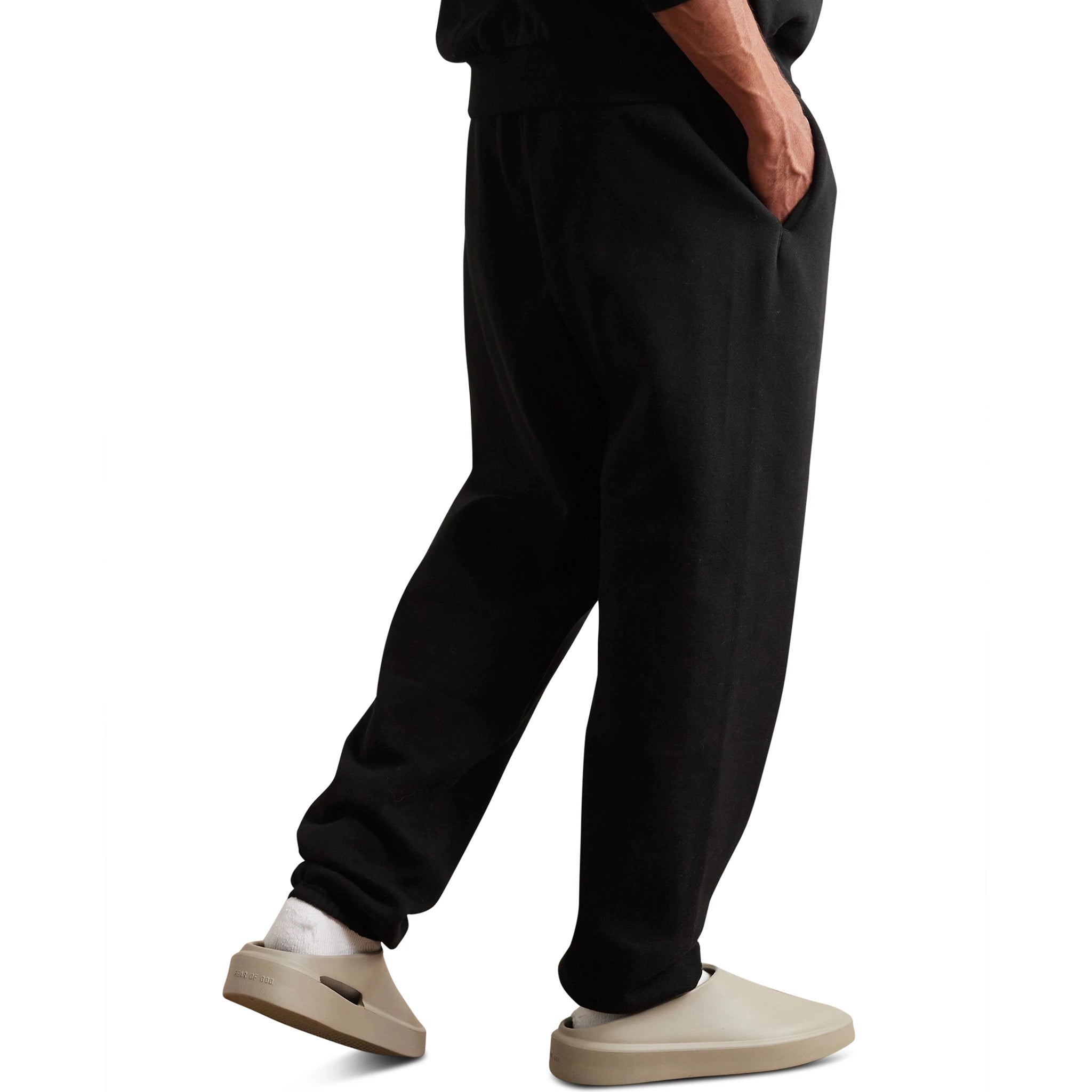 Fear of God Essentials Jet Black Sweatpants for Men - Comfortable Lounge & Streetwear Sweatpants (FW23 Collection) - Perfect for Casual Wear, Gym, and Travel
