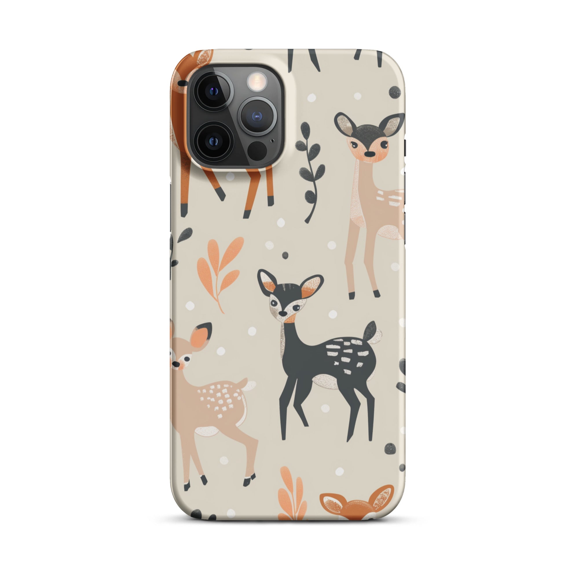 Cute Baby Deer Design Protective Snap Case for iPhone 12/13/14/15 Pro Max - Durable Shockproof Phone Cover for Kids & Adults - Perfect for School, Work & Outdoor Activities
