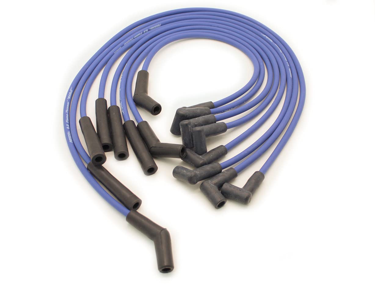 Pertronix 808302 Flame-Thrower Blue 8mm Spark Plug Wires - Custom Fit for 8 Cylinder Engines - High Performance Ignition for Muscle Cars & Hot Rods