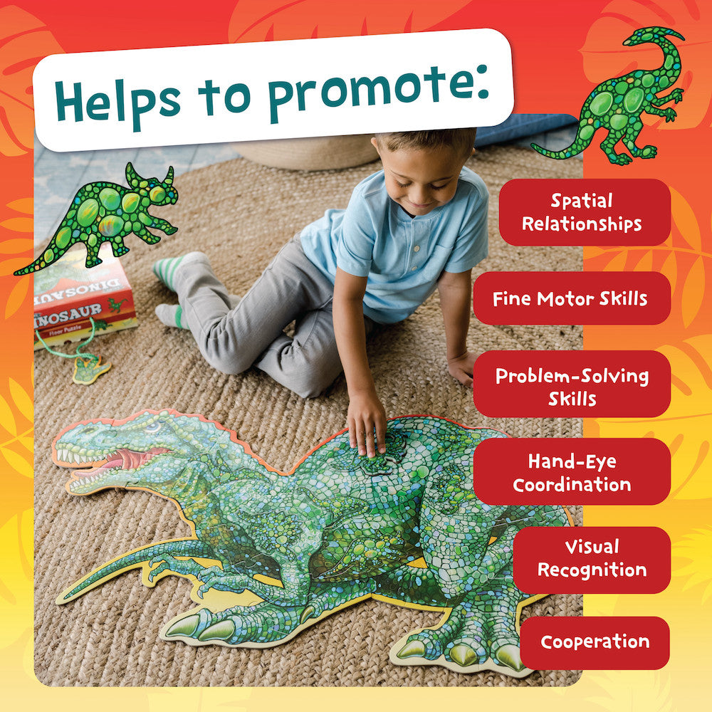 Peaceable Kingdom Shiny Dinosaur Floor Puzzle - 60-Piece Jigsaw Puzzle for Kids Ages 3-6, Educational Dinosaur Toys for Preschool Learning & Playroom Decor