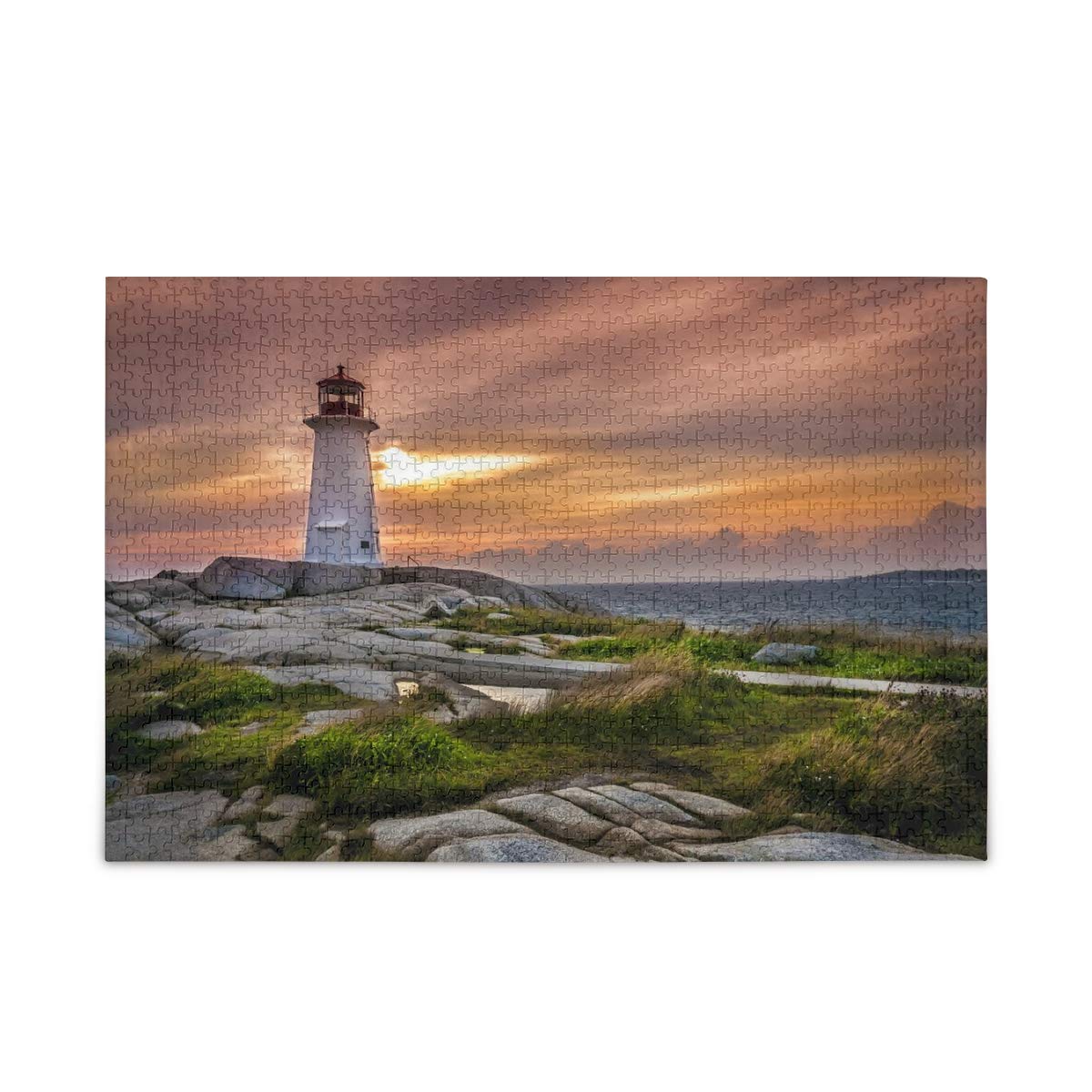**500/1000 Piece Custom Lighthouse Sunset Jigsaw Puzzle for Adults & Kids - Educational, Stress-Relief, Fun Family Game - Perfect for Relaxation, Gifts & Home Decor**