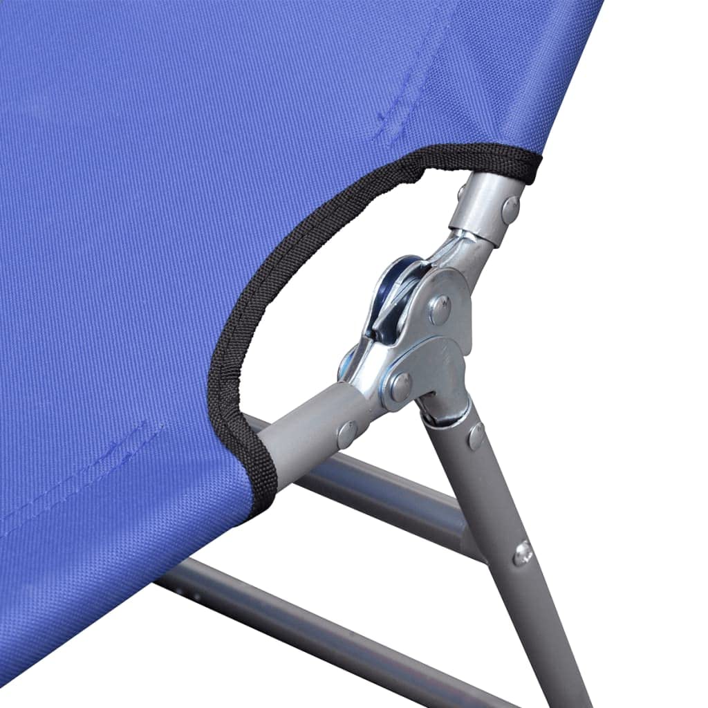 vidaXL Folding Sun Lounger with Head Cushion - Adjustable Backrest & Durable Powder-Coated Steel Frame - Compact Storage Design - Blue Outdoor Lounge Chair for Patio, Poolside & Beach Relaxation