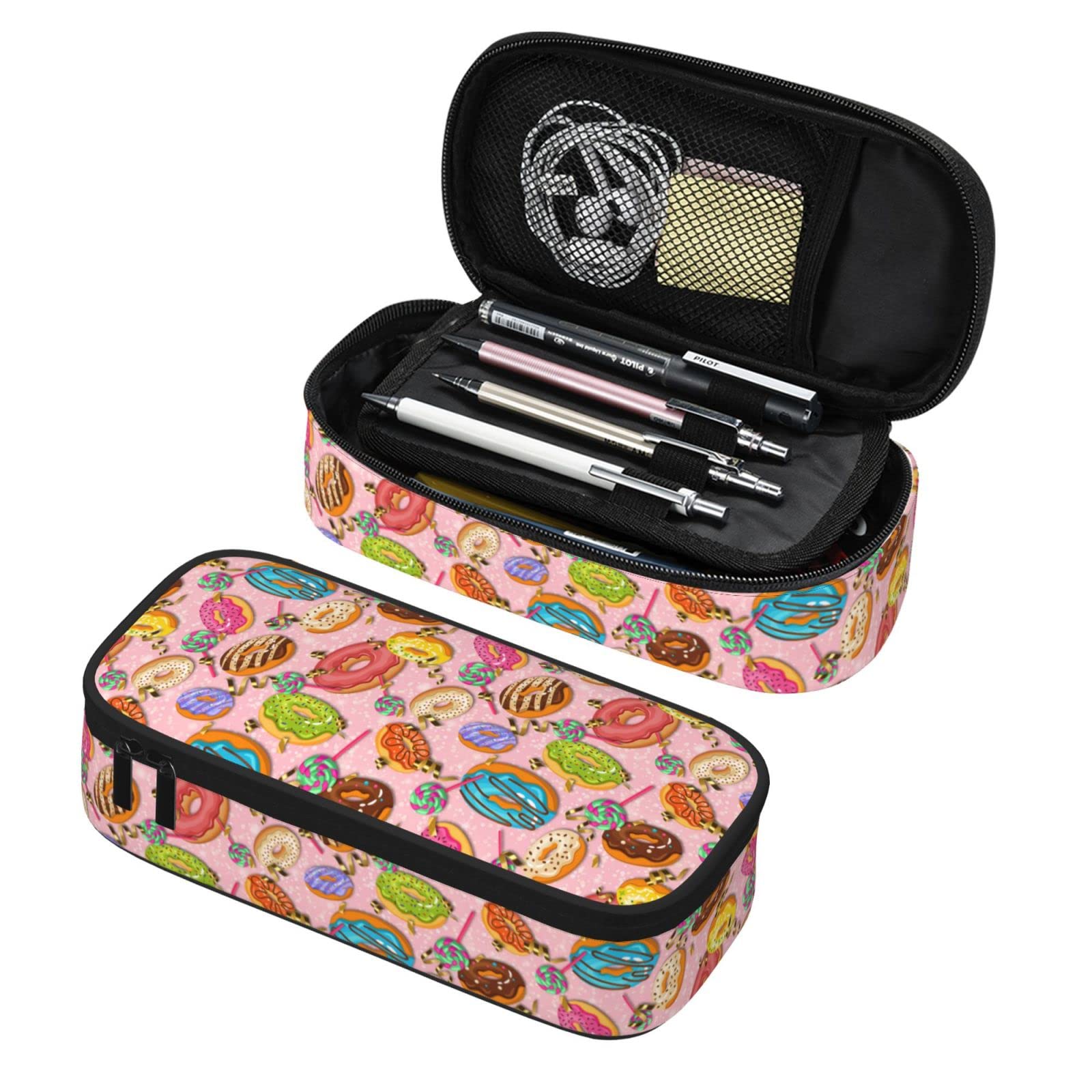 Donut Pencil Case with Zipper - Cute High Capacity Pen Pouch for School & Office