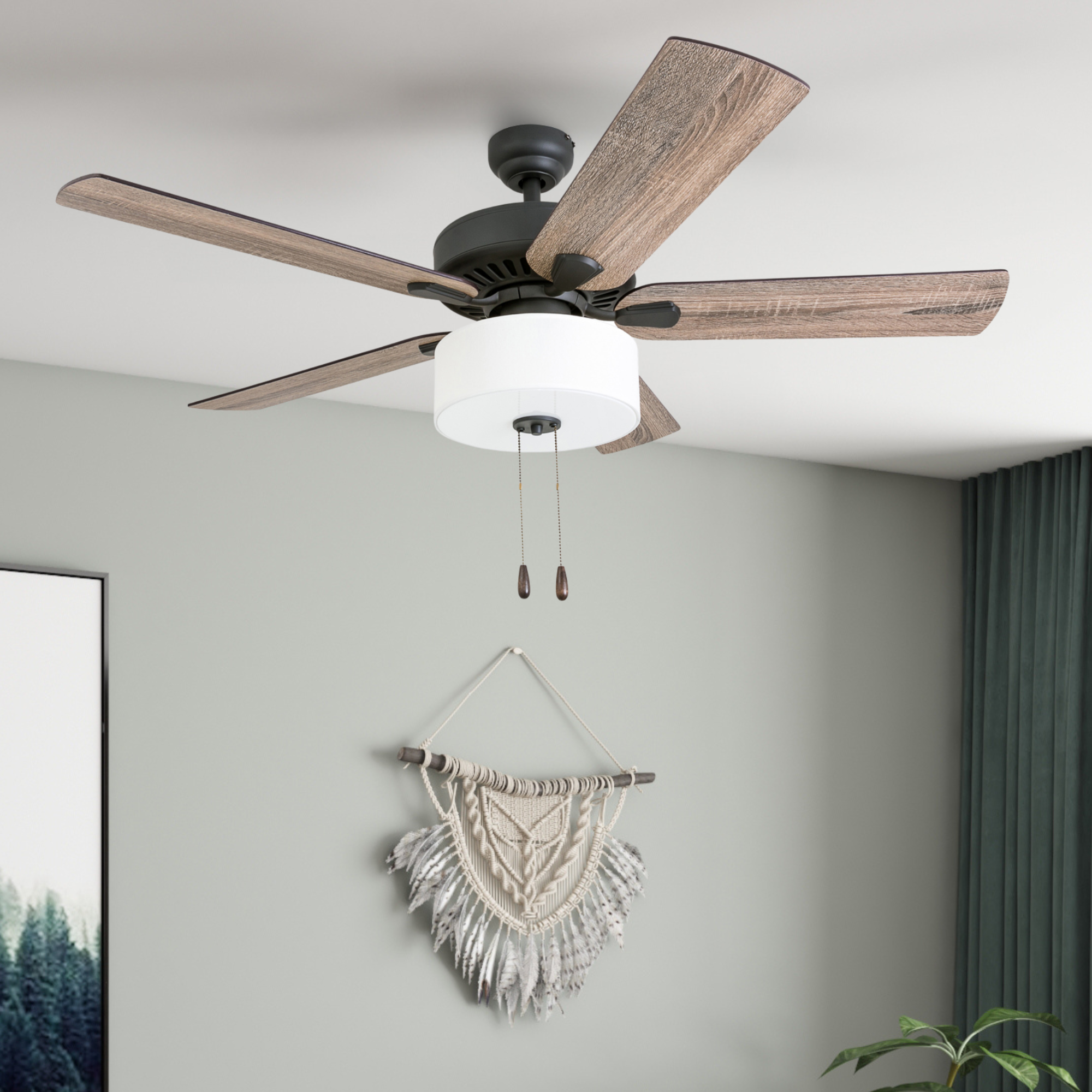 52 Inch Canoe Ridge Bronze Ceiling Fan with Remote Control - Perfect for Living Room, Bedroom, and Outdoor Patio Cooling