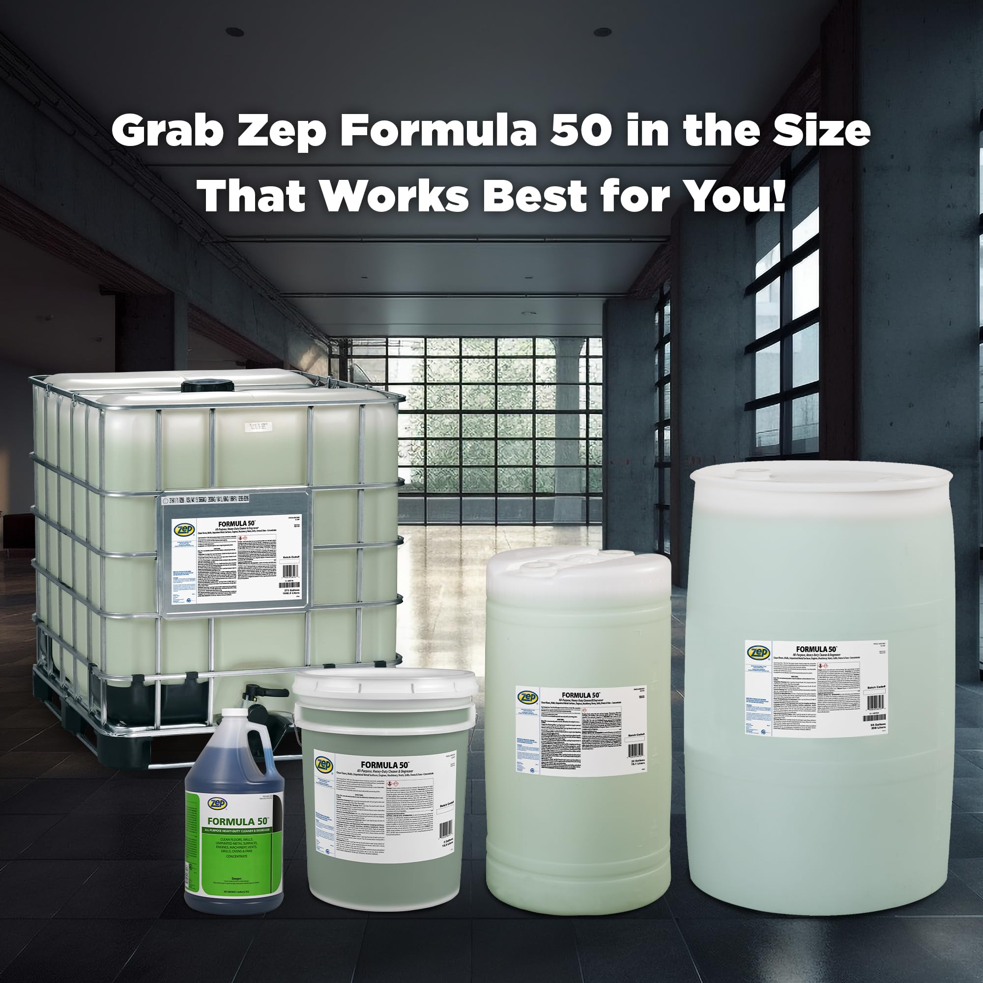 Zep Formula 50 All-Purpose Heavy-Duty Cleaner & Degreaser - 5 Gallon (1 Unit) for Floors, Walls, Metal Surfaces, Engines, Grills - Industrial & Home Use - Perfect for Garage, Kitchen & Workshop Cleaning