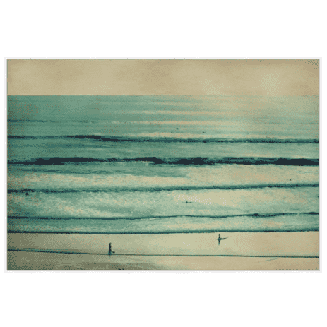 Surfers at Sunrise Framed Giclee Art Print - Coastal Wall Decor for Beach House, Living Room & Office - Perfect Surfing Gift for Ocean Lovers