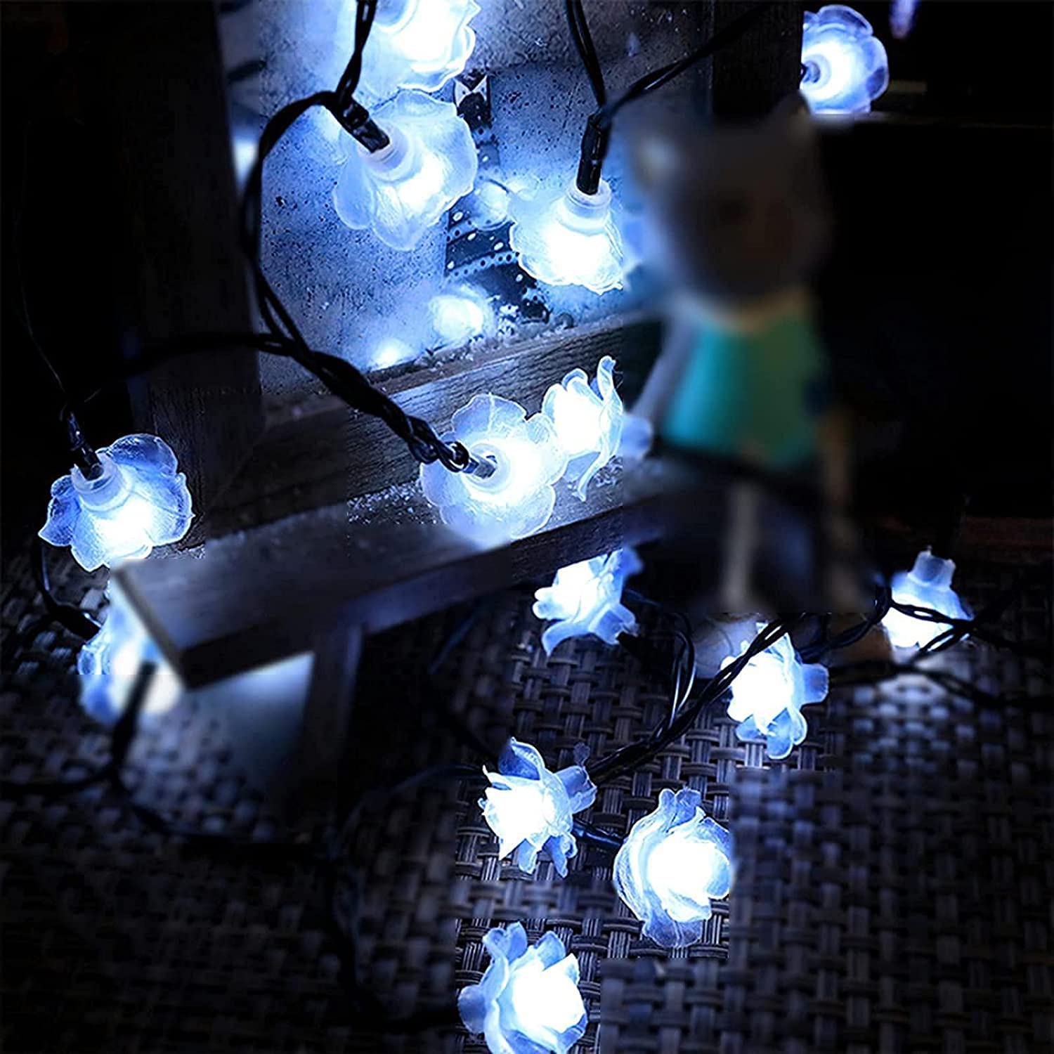 20LED Solar Flower String Lights - Waterproof Rose Fairy Lights with 2 Modes for Garden, Path, Home, Wedding & Party Decor (Rose-White) | Perfect for Outdoor Christmas, Patio, Backyard & Landscape Lighting