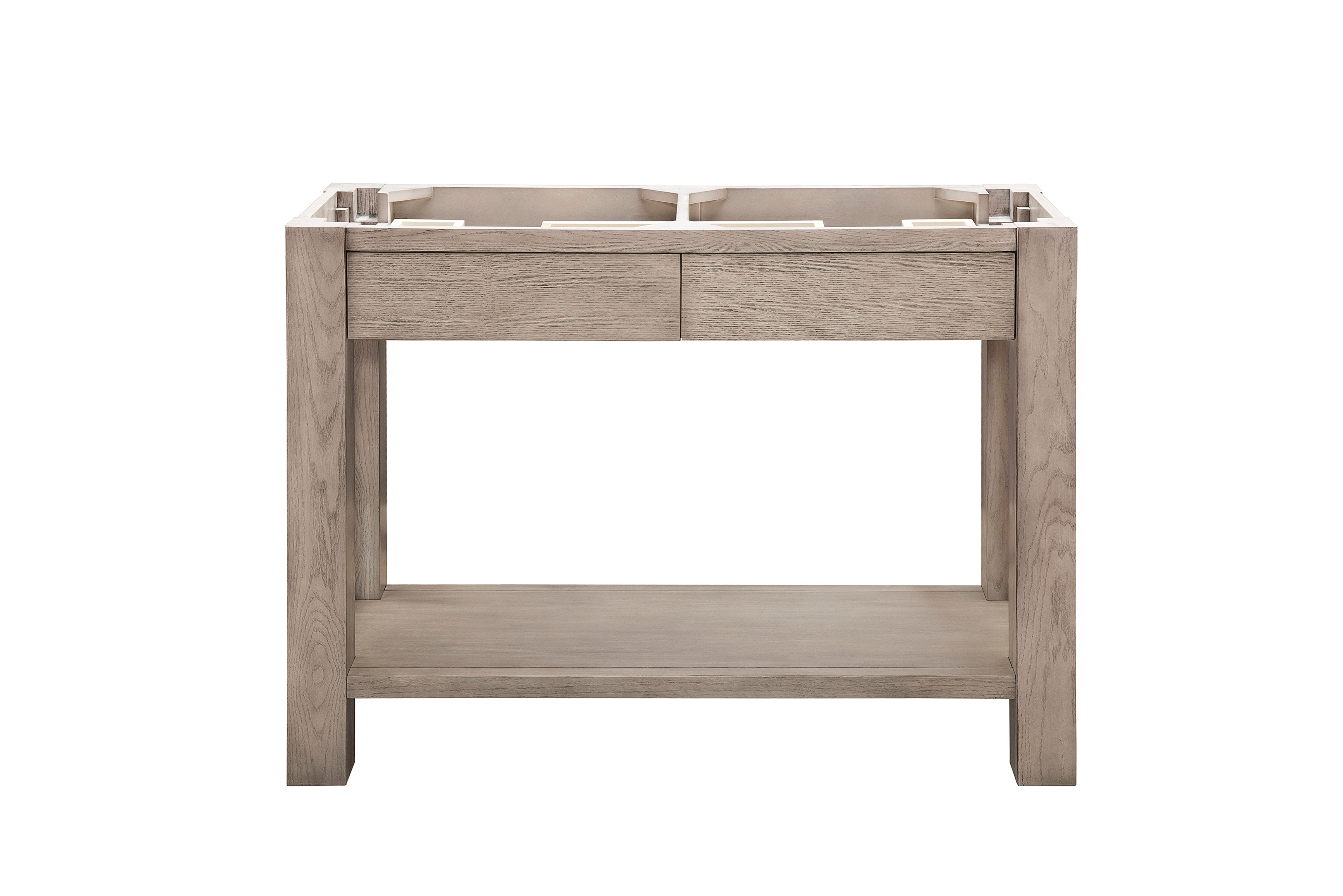 Brooklyn 47 Wooden Bathroom Sink Console in Platinum Ash Finish - Modern Farmhouse Vanity for Small Bathrooms & Powder Rooms